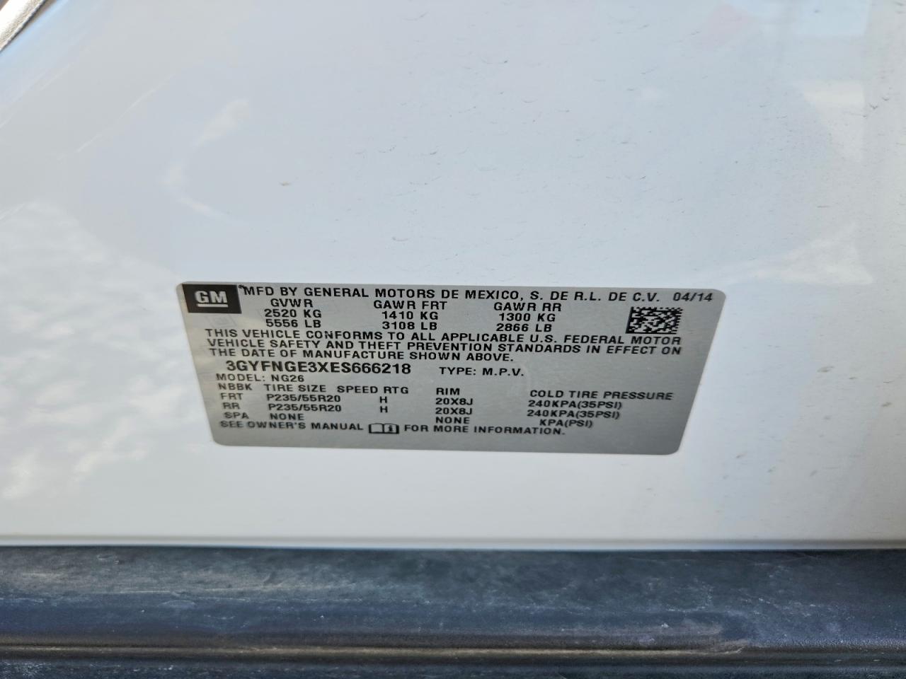 2014 Cadillac Srx Premium Collection White vin: 3GYFNGE3XES666218
