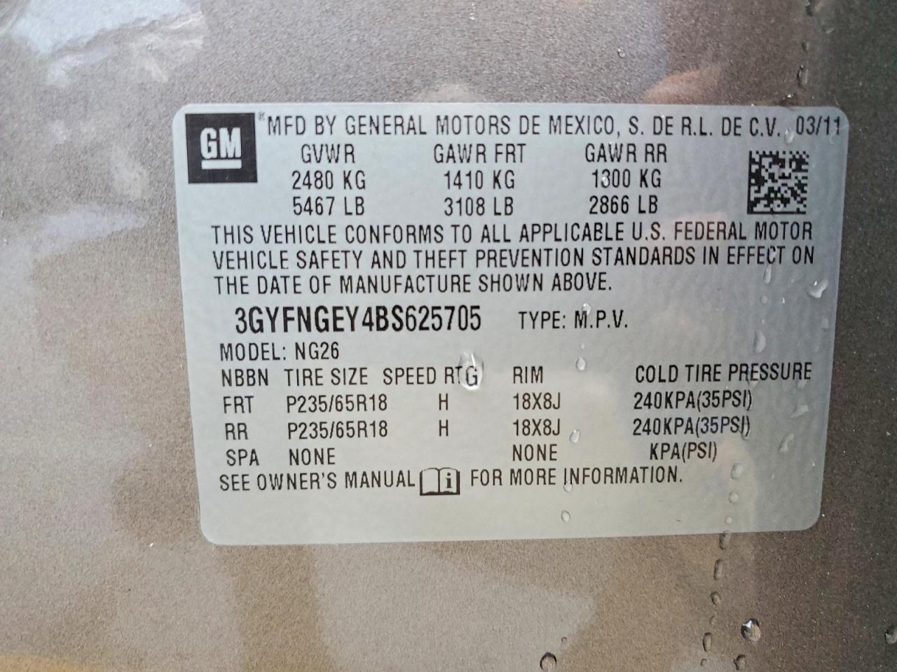 2011 Cadillac Srx Gray vin: 3GYFNGEY4BS625705