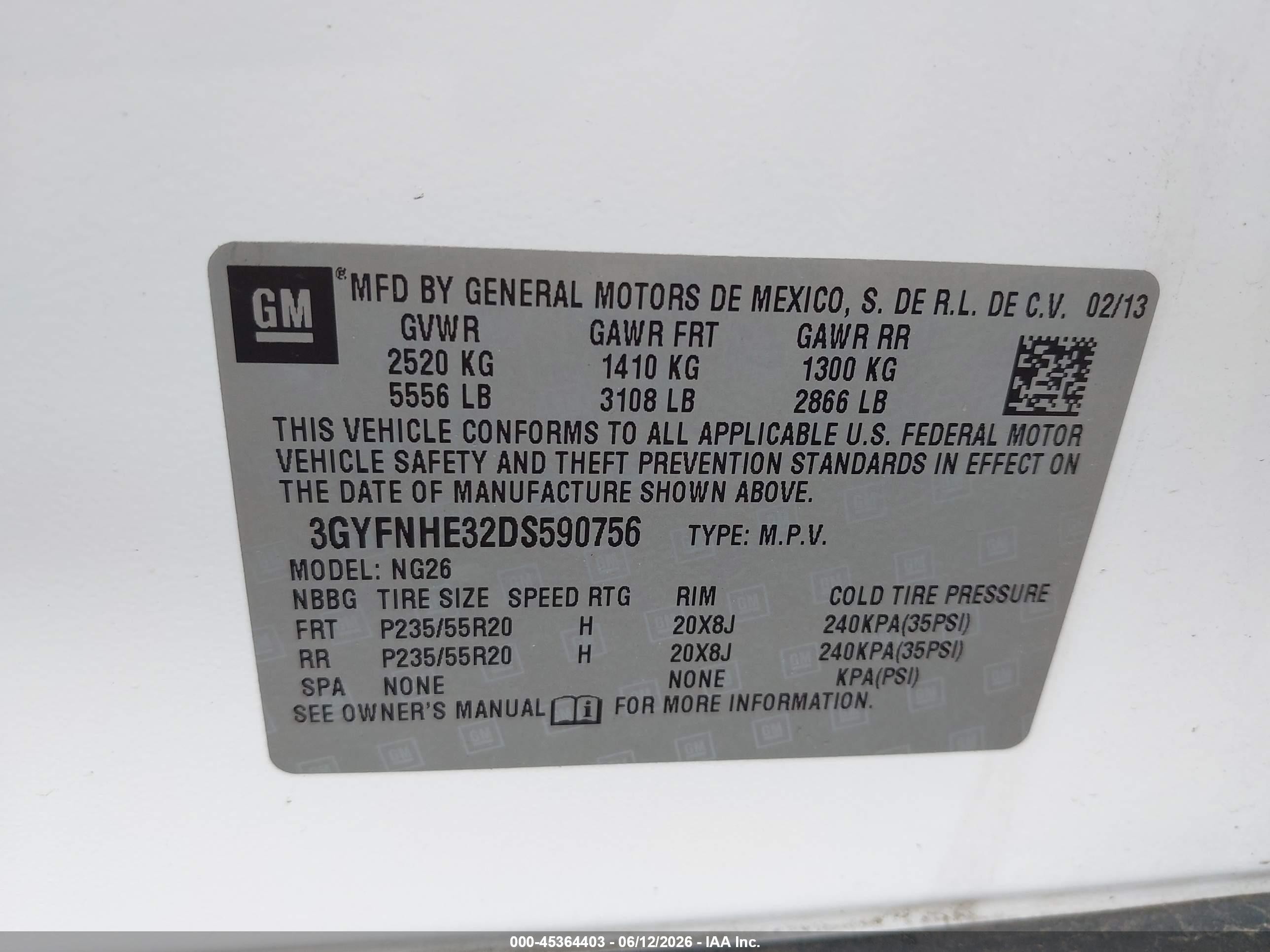 2013 Cadillac Srx Performance Collection White vin: 3GYFNHE32DS590756