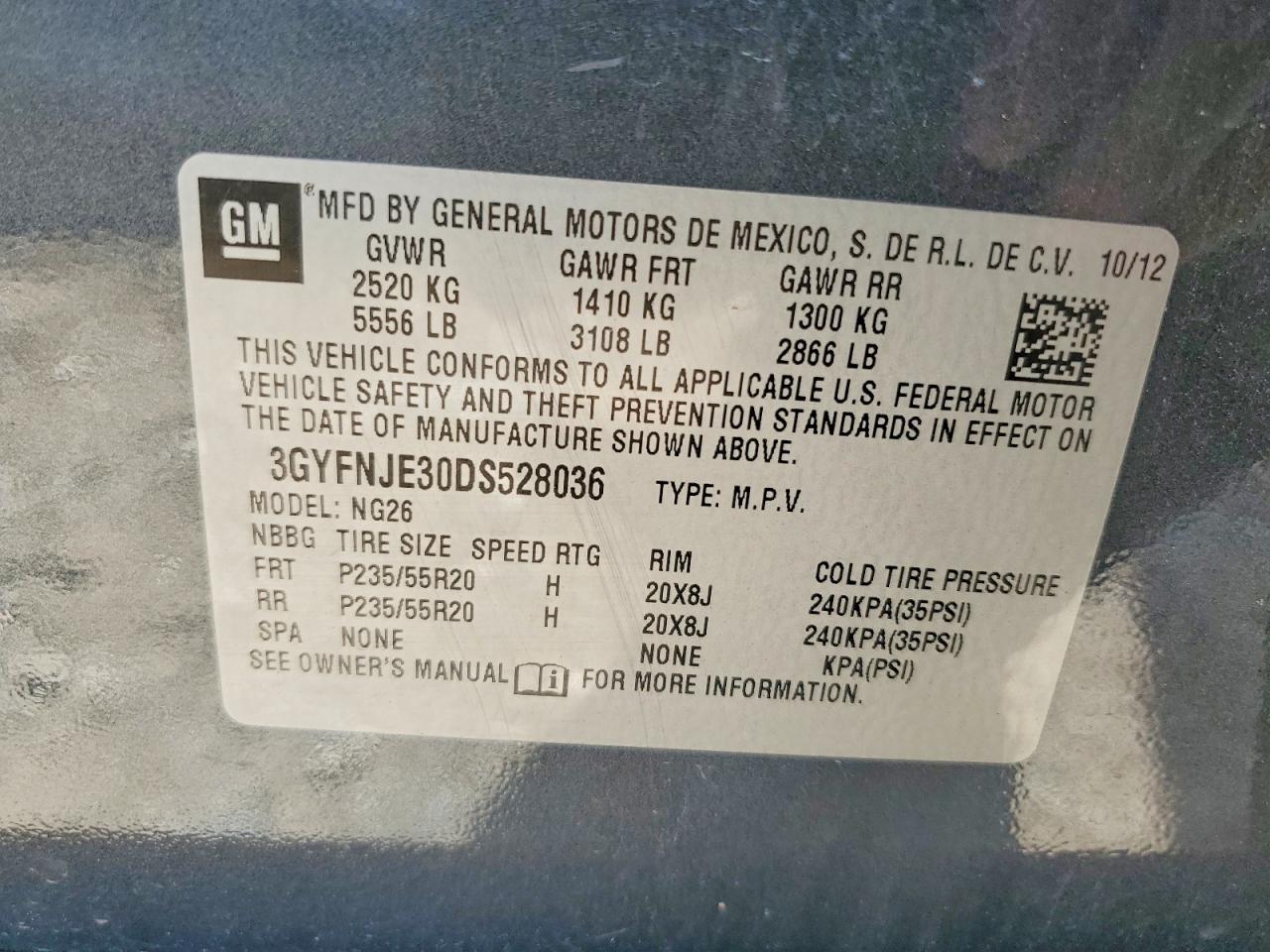 2013 Cadillac Srx Premium Collection Charcoal vin: 3GYFNJE30DS528036