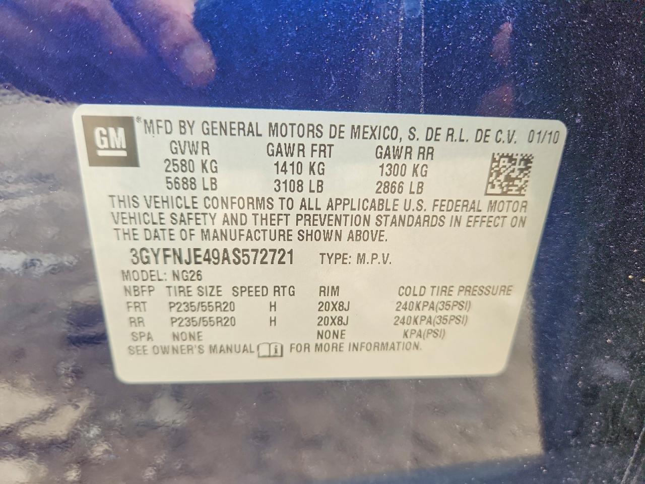 2010 Cadillac Srx Performance Collection Blue vin: 3GYFNJE49AS572721