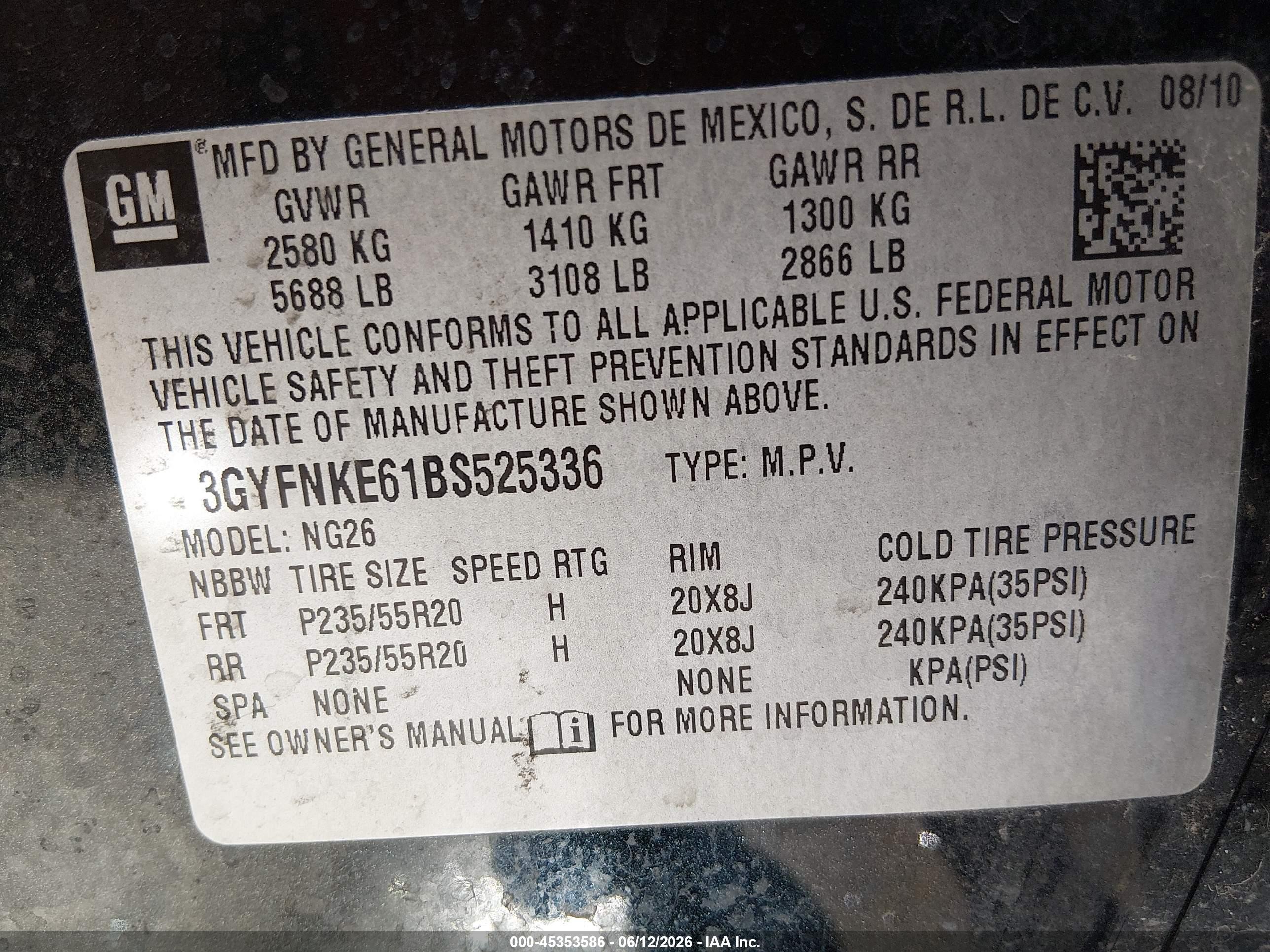 2011 Cadillac Srx Turbo Premium Black vin: 3GYFNKE61BS525336