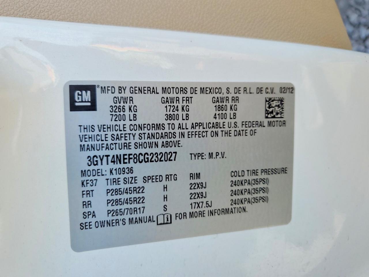 2012 Cadillac Escalade Ext Premium White vin: 3GYT4NEF8CG232027