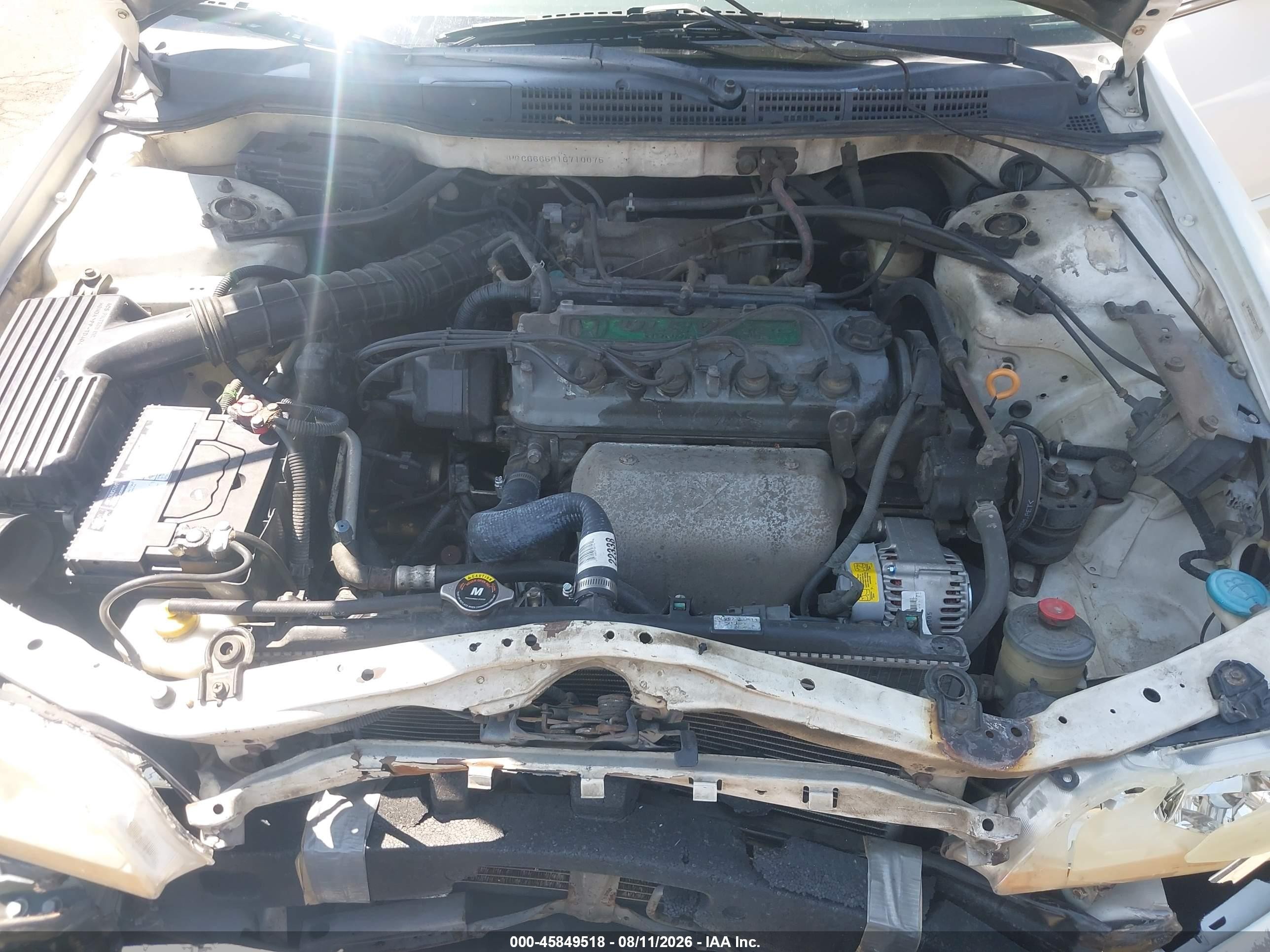 2001 Honda Accord 2.3 Lx White vin: 3HGCG66501G710075