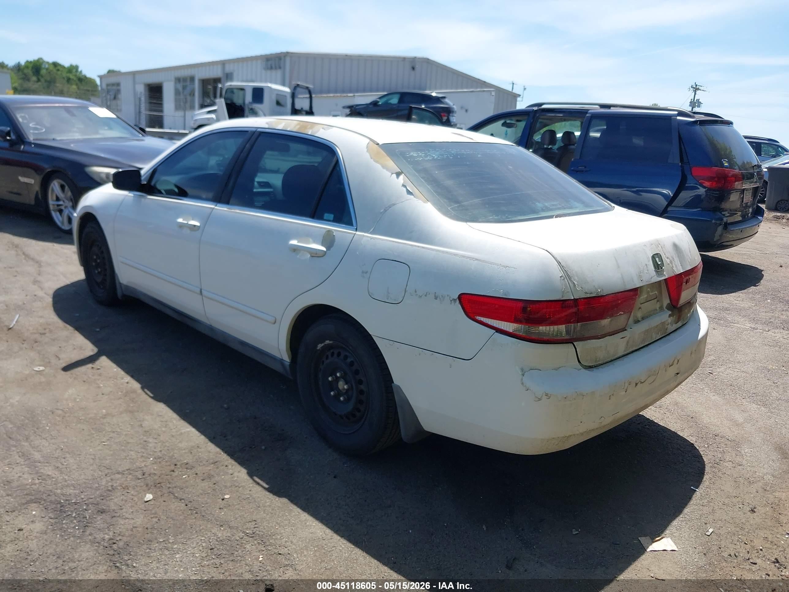 2003 Honda Accord 2.4 Lx White vin: 3HGCM56393G712184