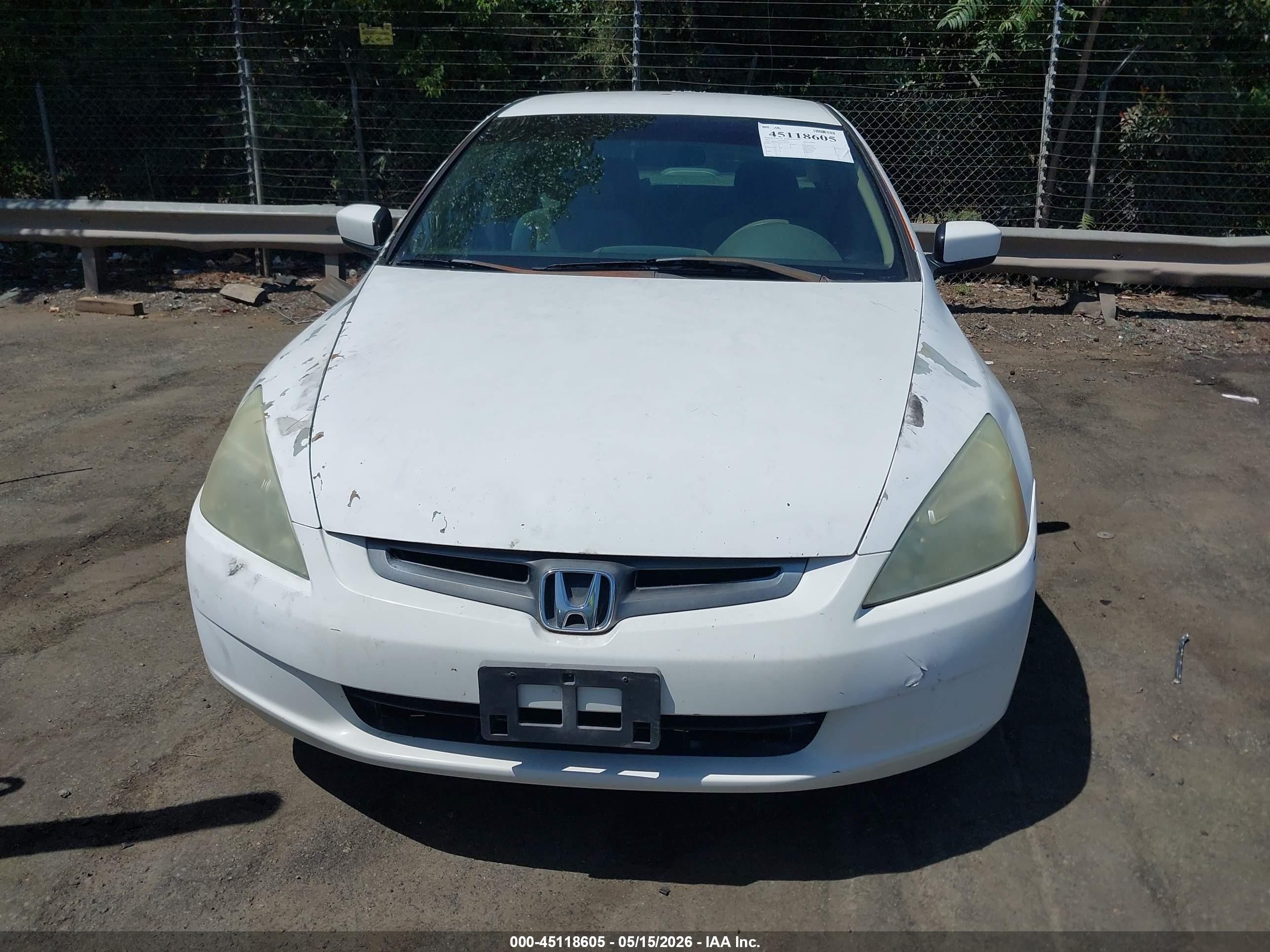 2003 Honda Accord 2.4 Lx White vin: 3HGCM56393G712184