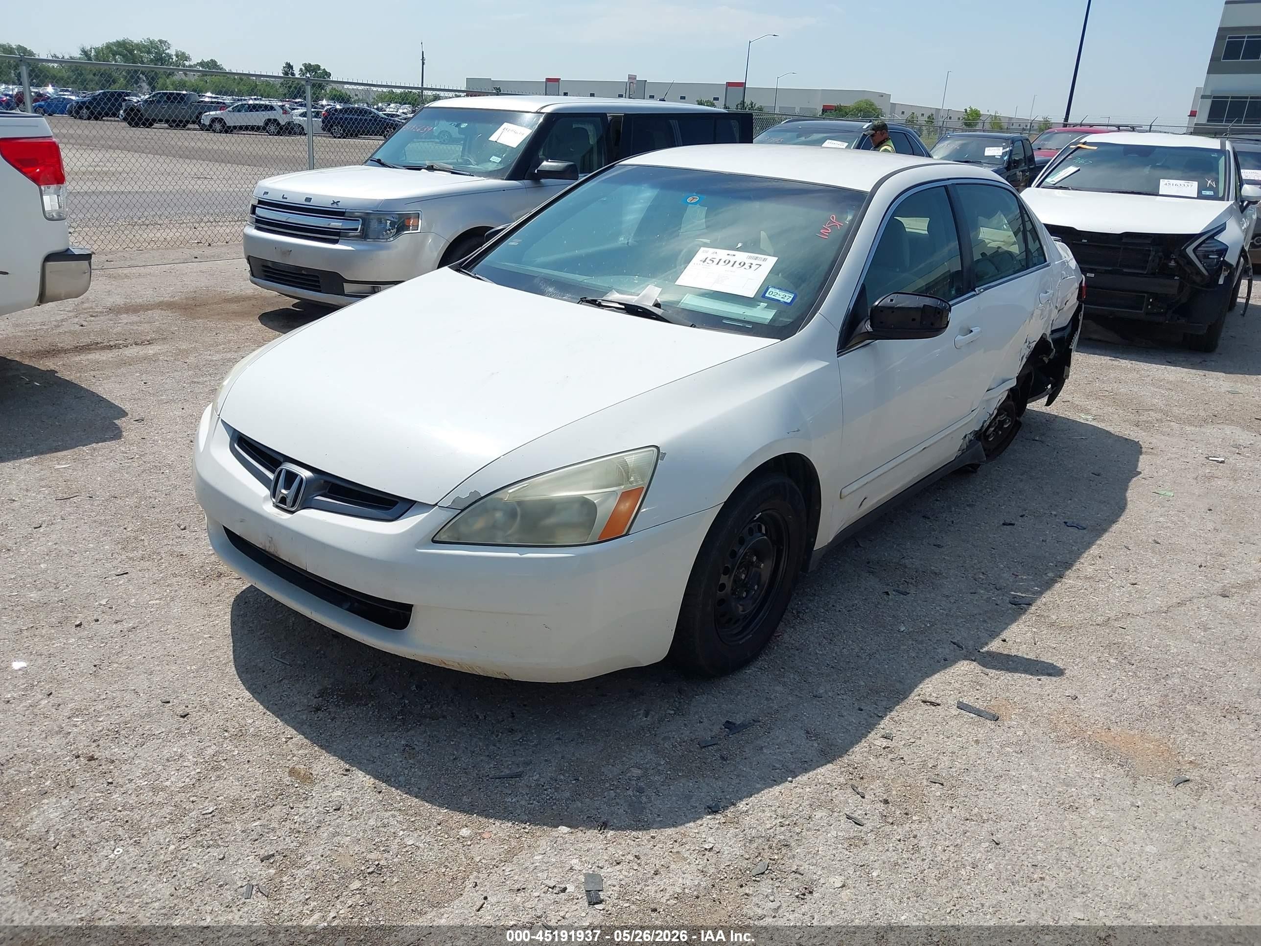 2003 Honda Accord 2.4 Lx White vin: 3HGCM563X3G706703