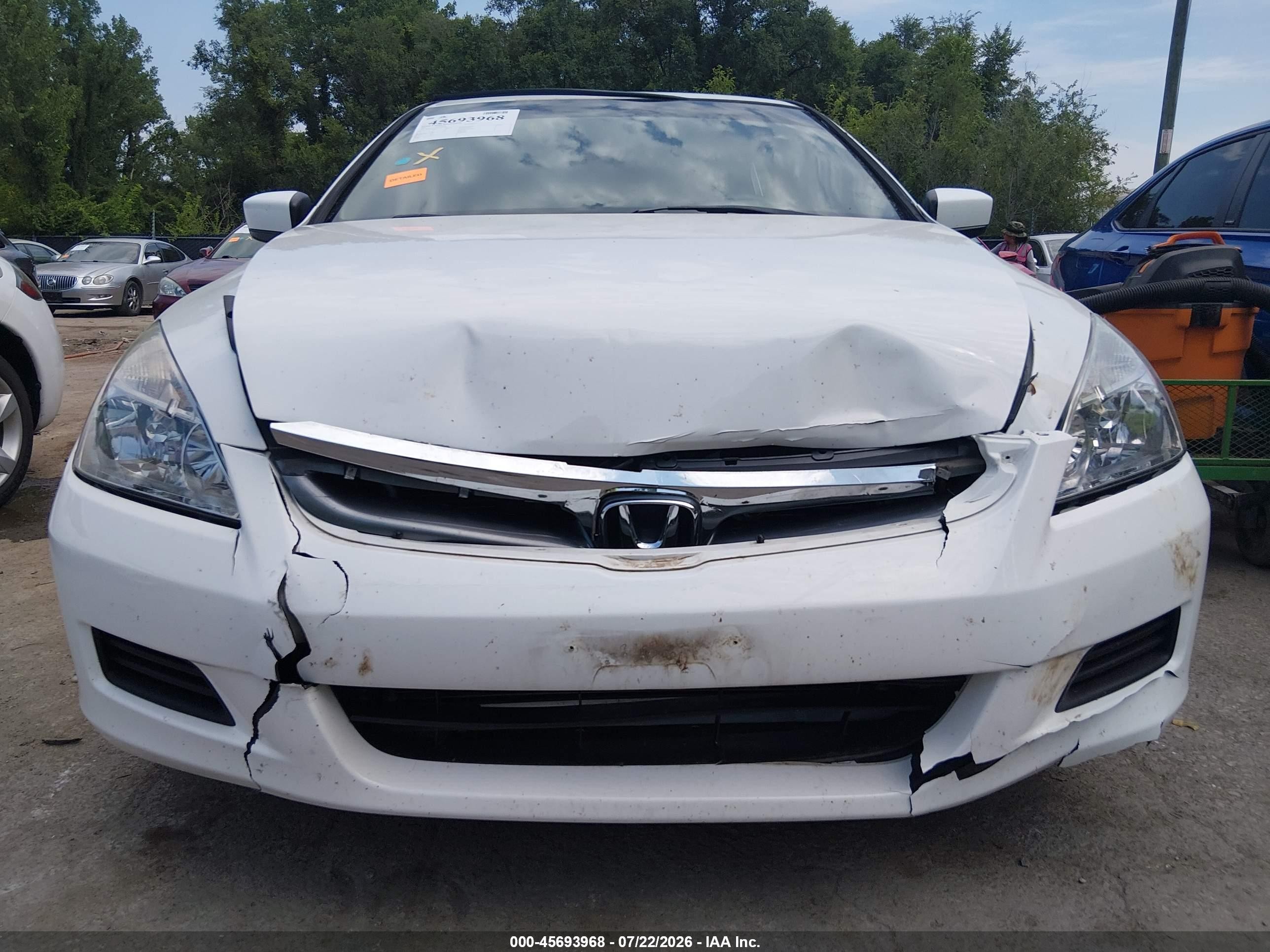 2007 Honda Accord 2.4 Lx White vin: 3HGCM56407G705283