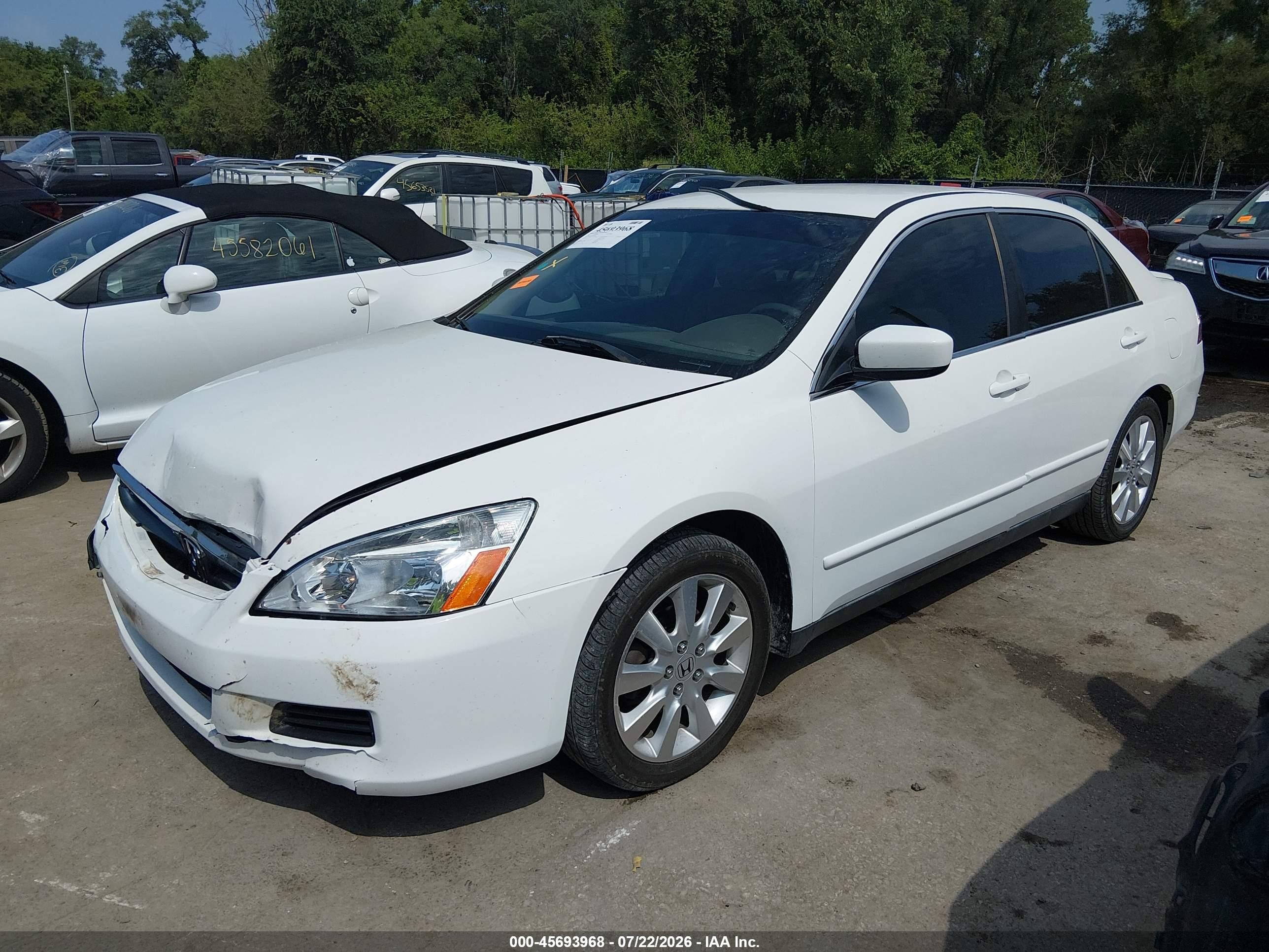 2007 Honda Accord 2.4 Lx White vin: 3HGCM56407G705283