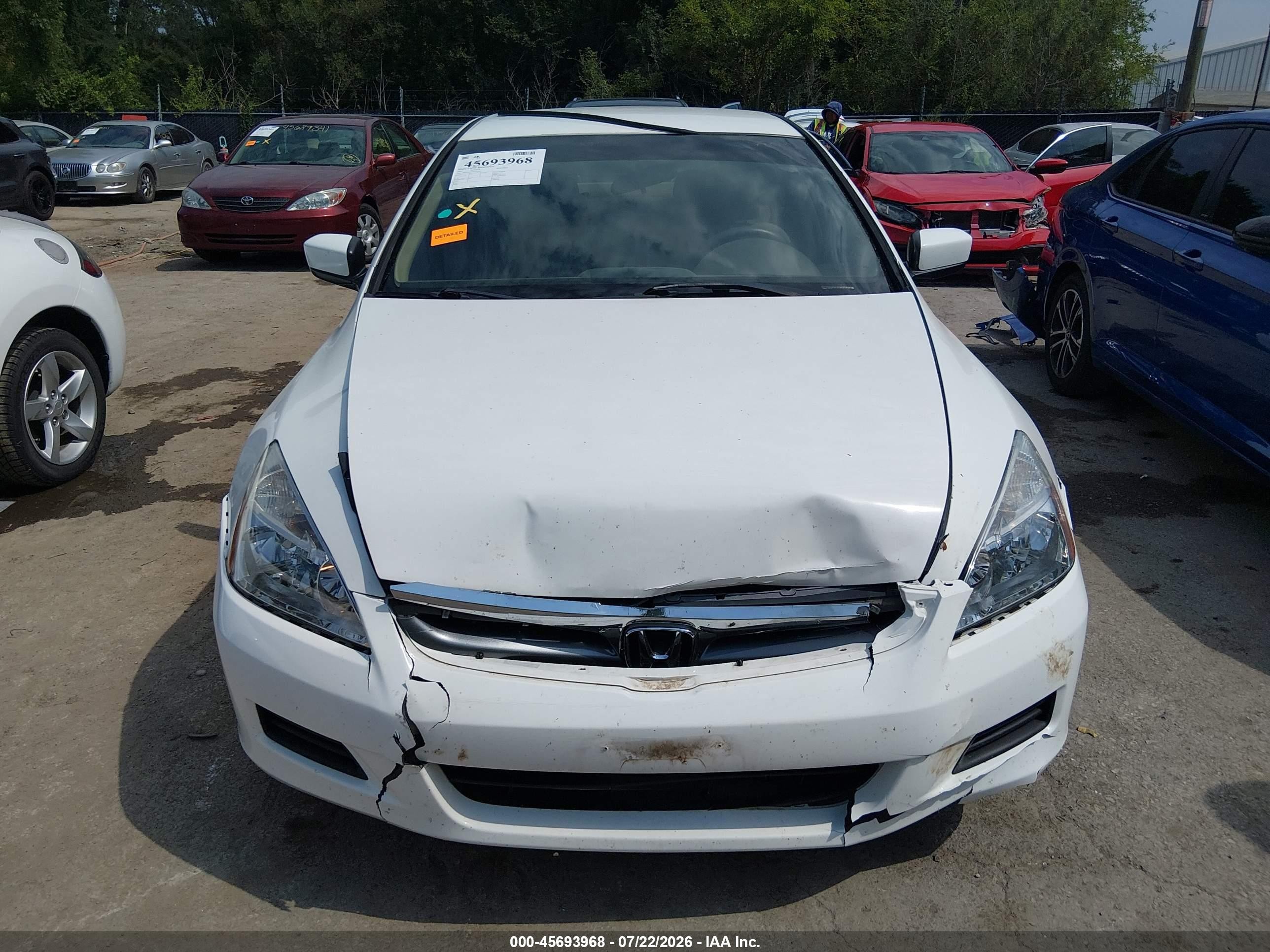 2007 Honda Accord 2.4 Lx White vin: 3HGCM56407G705283