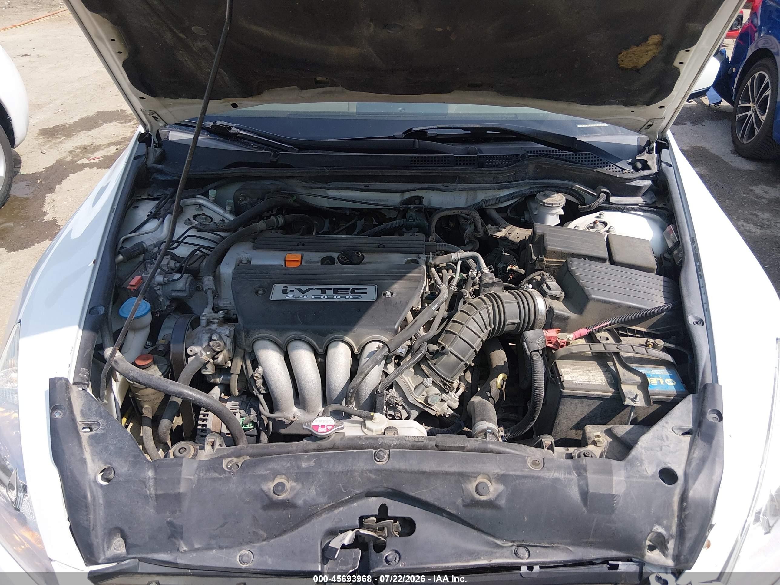 2007 Honda Accord 2.4 Lx White vin: 3HGCM56407G705283