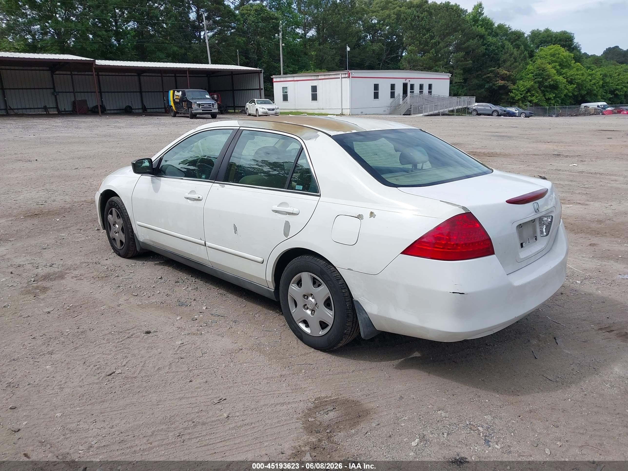 2007 Honda Accord 2.4 Lx White vin: 3HGCM56427G709075