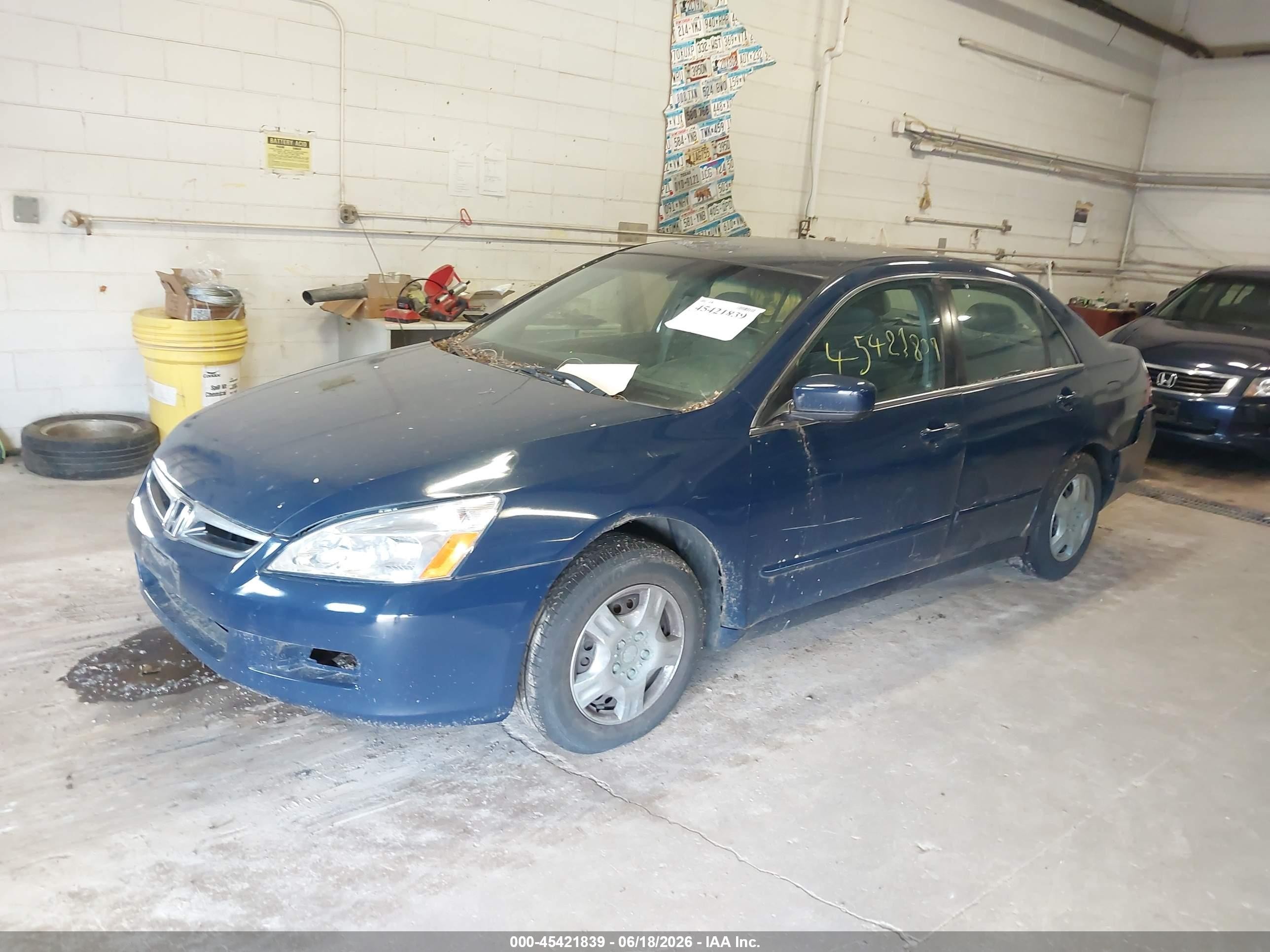 2007 Honda Accord 2.4 Lx Blue vin: 3HGCM56477G704602