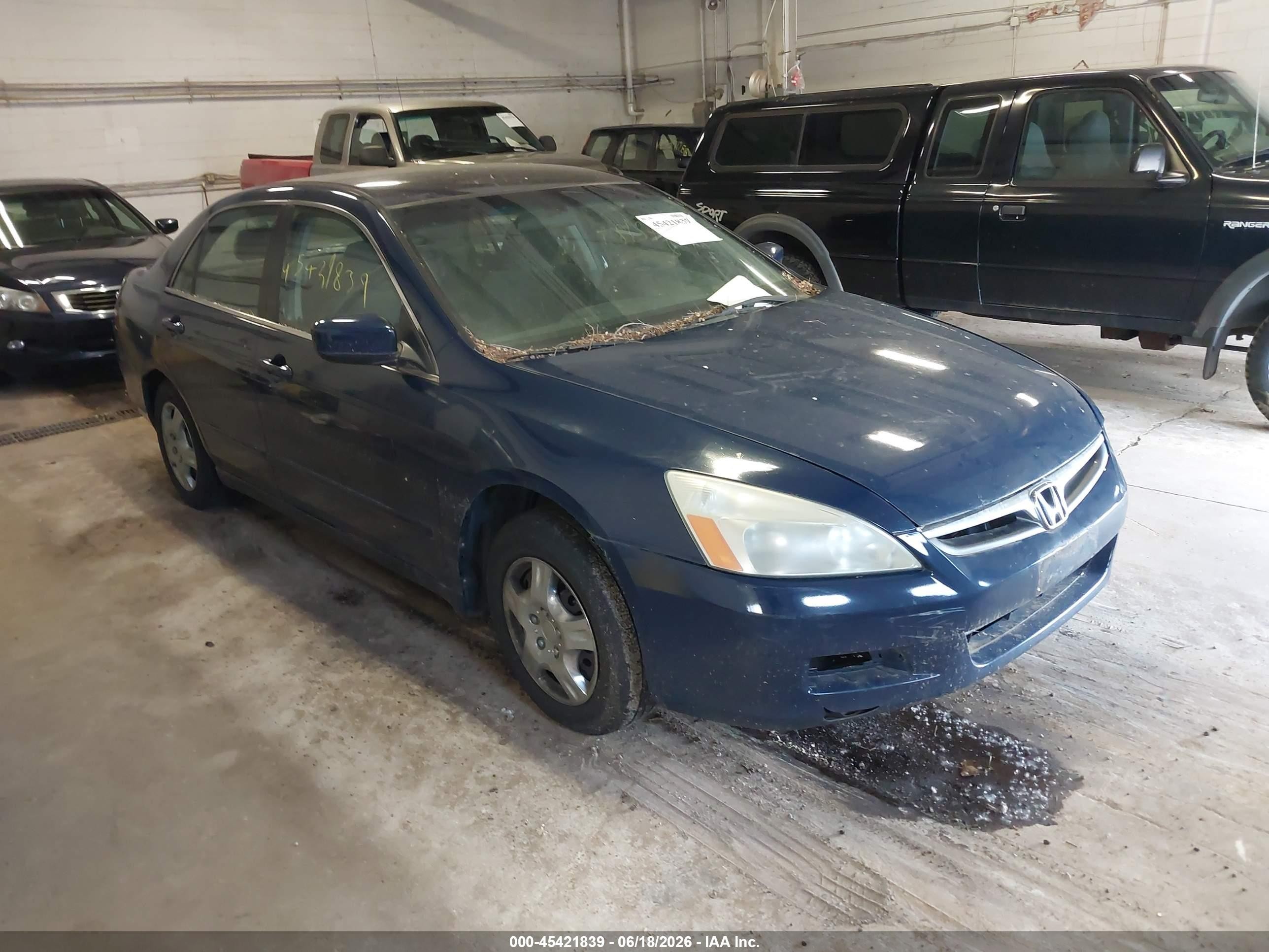 2007 Honda Accord 2.4 Lx Blue vin: 3HGCM56477G704602
