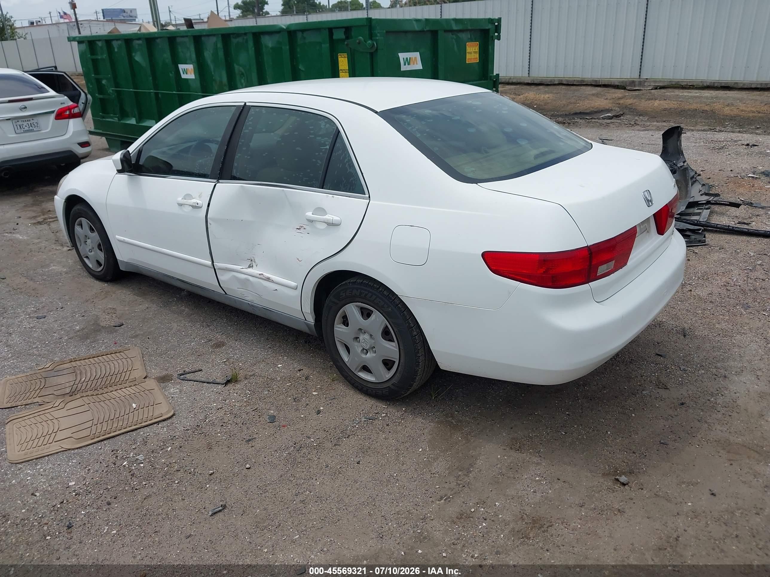 2005 Honda Accord 2.4 Lx Белый vin: 3HGCM56495G714111