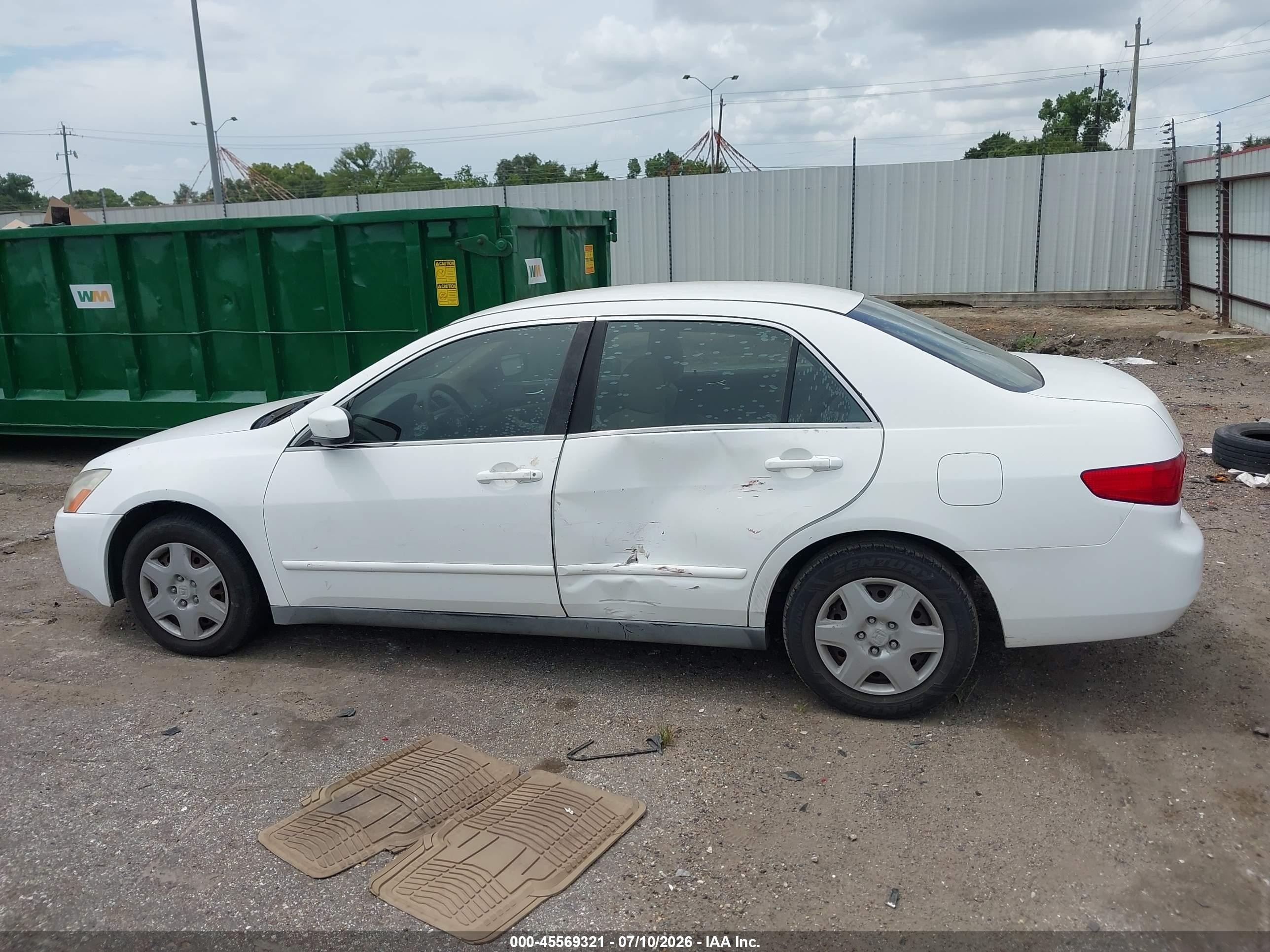 2005 Honda Accord 2.4 Lx Белый vin: 3HGCM56495G714111