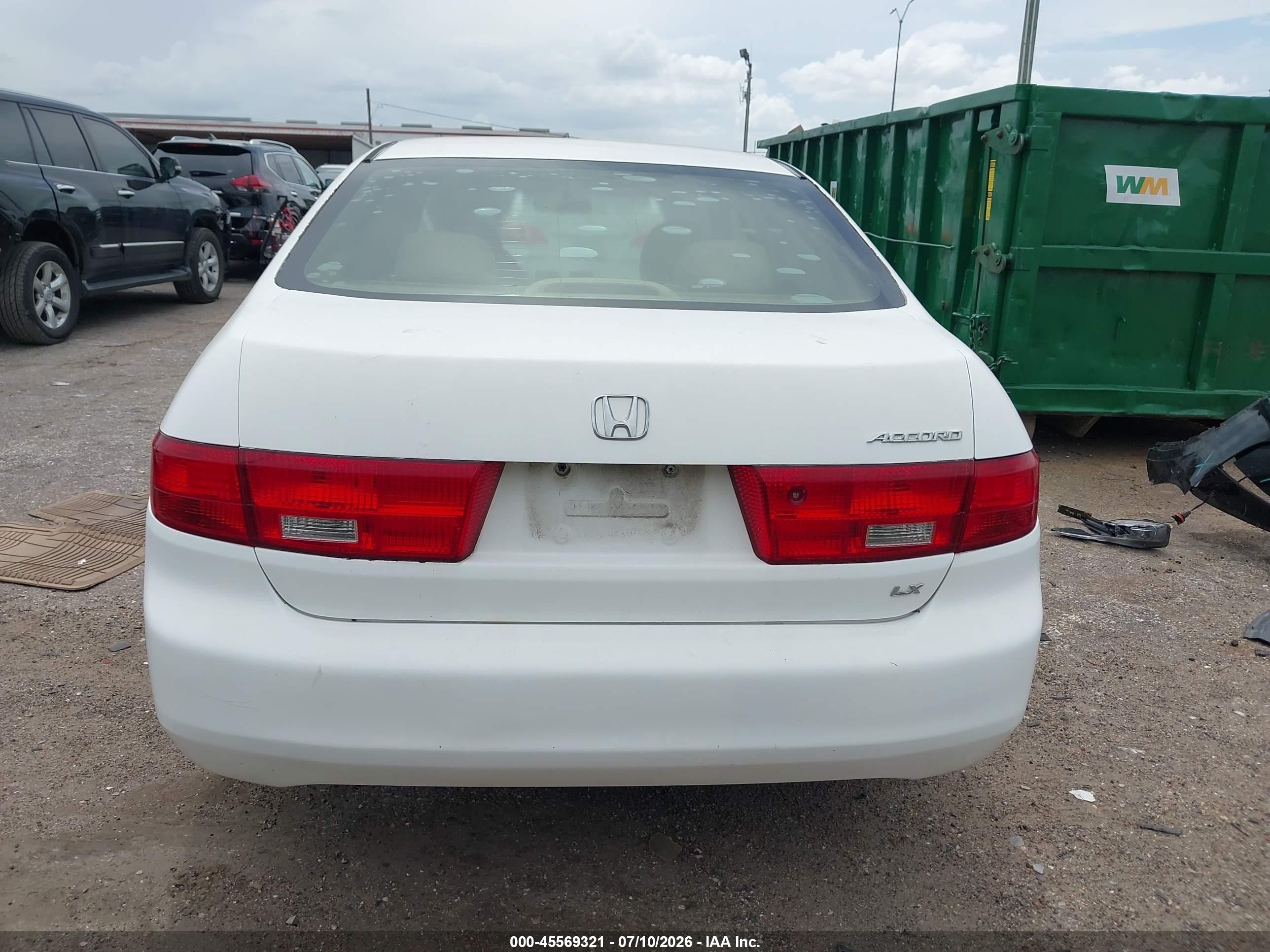 2005 Honda Accord 2.4 Lx Белый vin: 3HGCM56495G714111