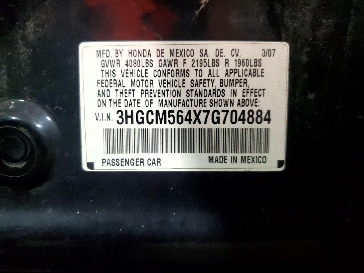 2007 Honda Accord Lx Black vin: 3HGCM564X7G704884