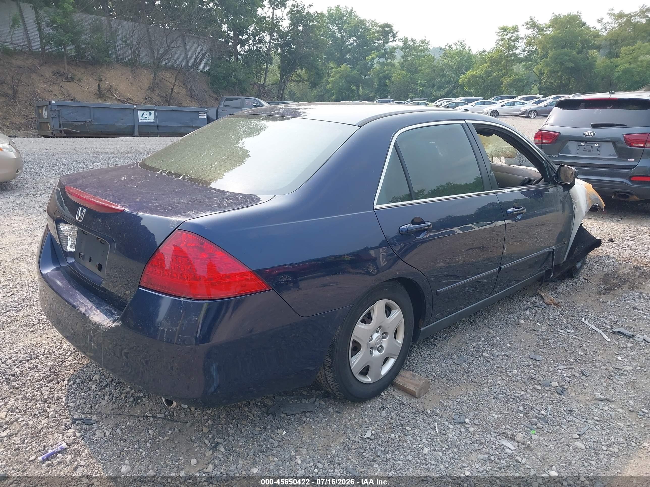 2007 Honda Accord 2.4 Lx Синий vin: 3HGCM564X7G705713