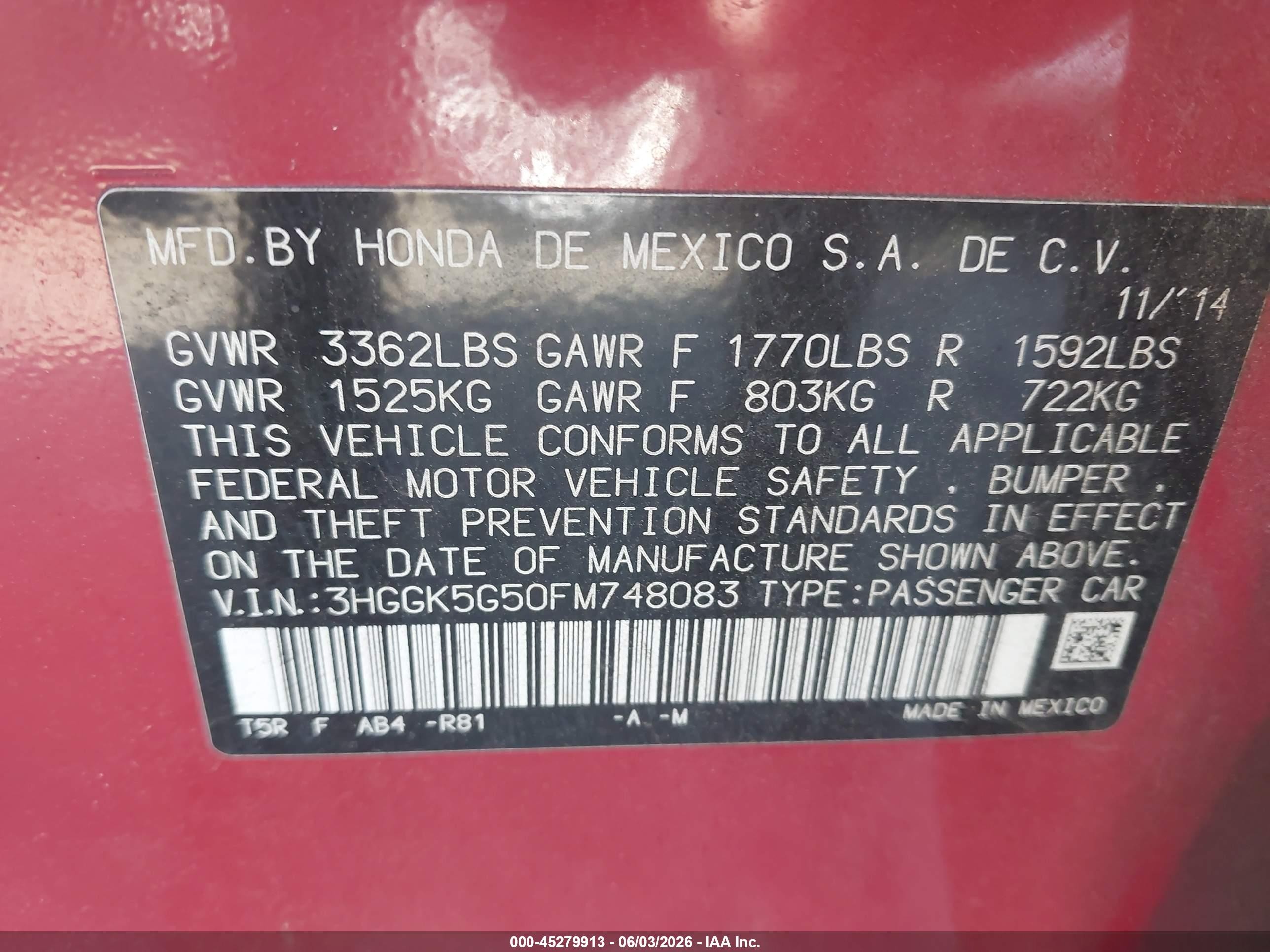 2015 Honda Fit Lx Красный vin: 3HGGK5G50FM748083