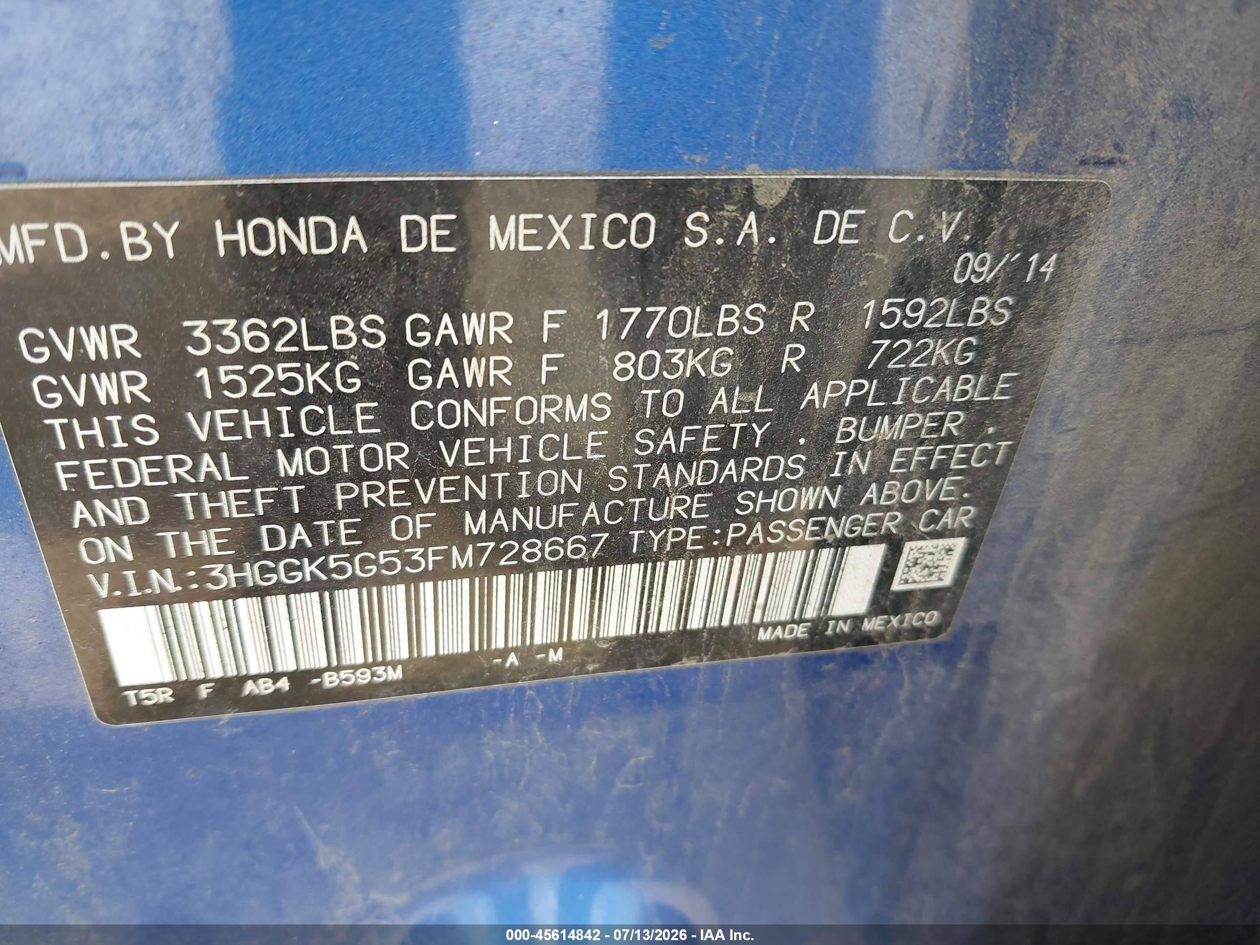 2015 Honda Fit Lx Синий vin: 3HGGK5G53FM728667