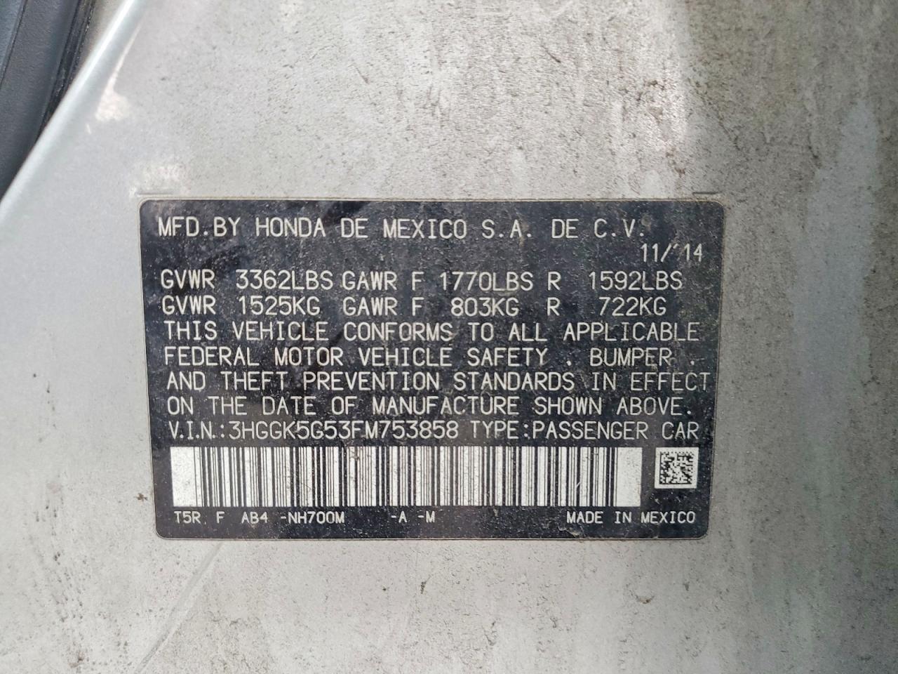 2015 Honda Fit Lx Серебряный vin: 3HGGK5G53FM753858