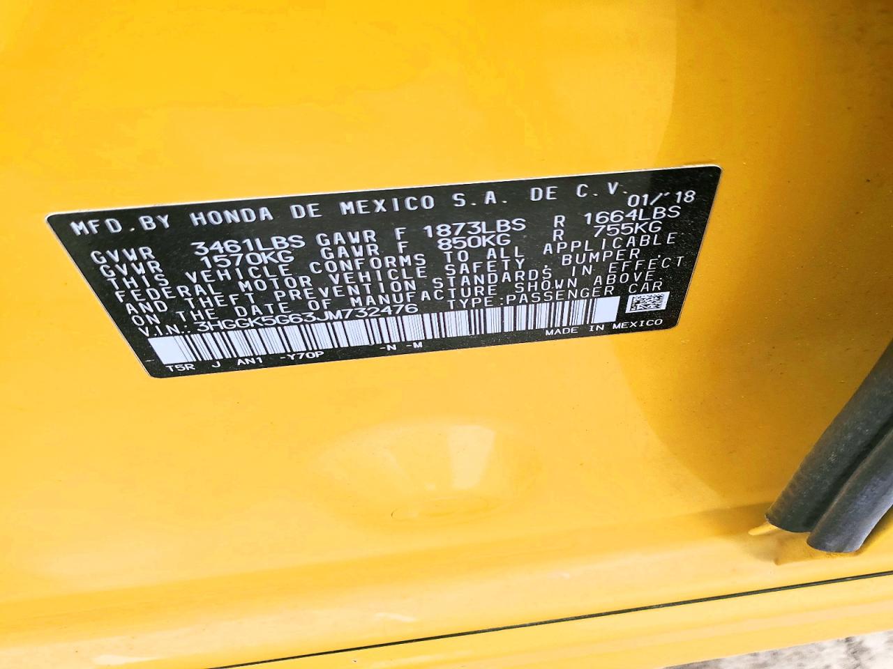 2018 Honda Fit Sport Yellow vin: 3HGGK5G63JM732476