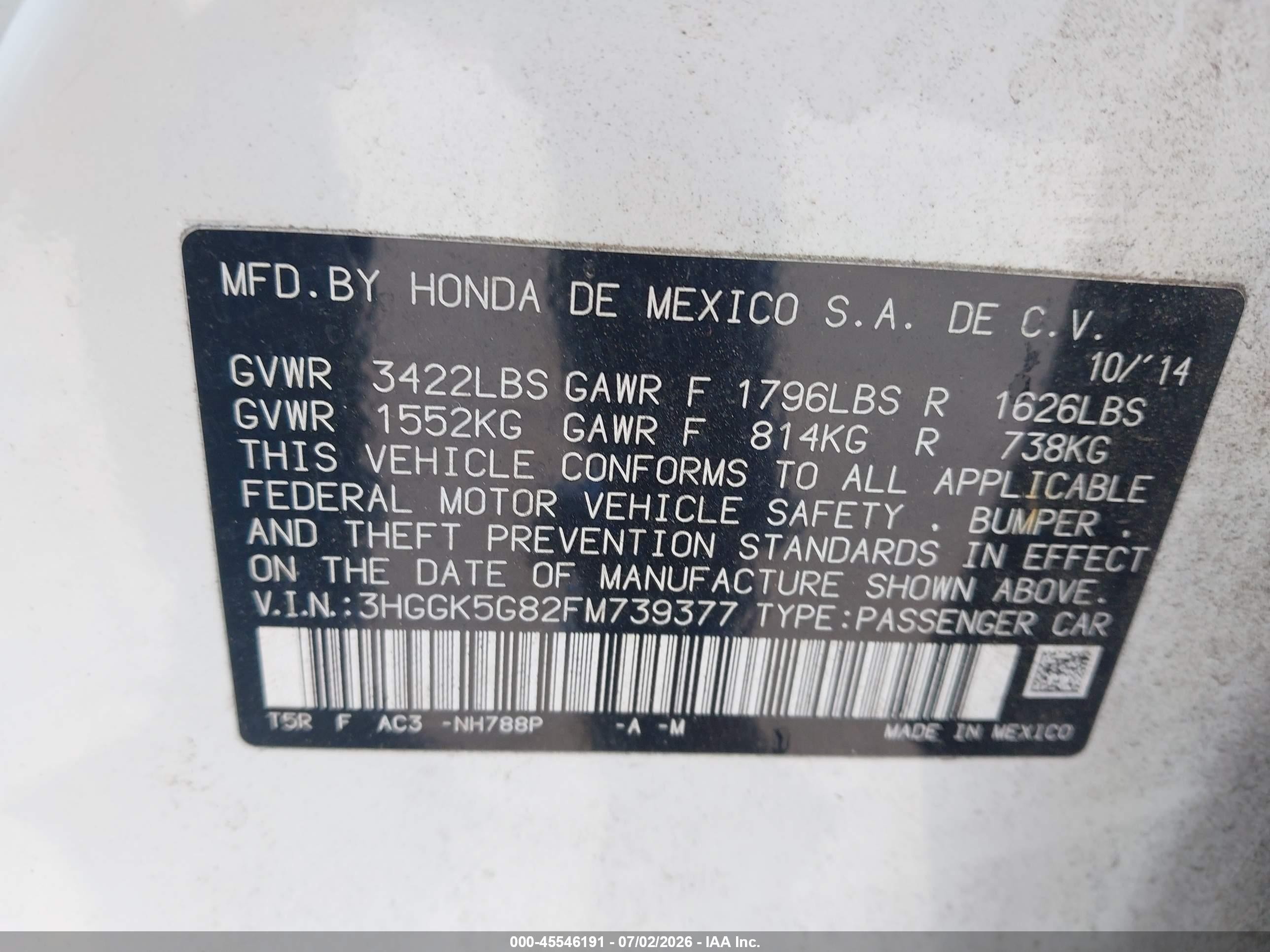 2015 Honda Fit Ex White vin: 3HGGK5G82FM739377