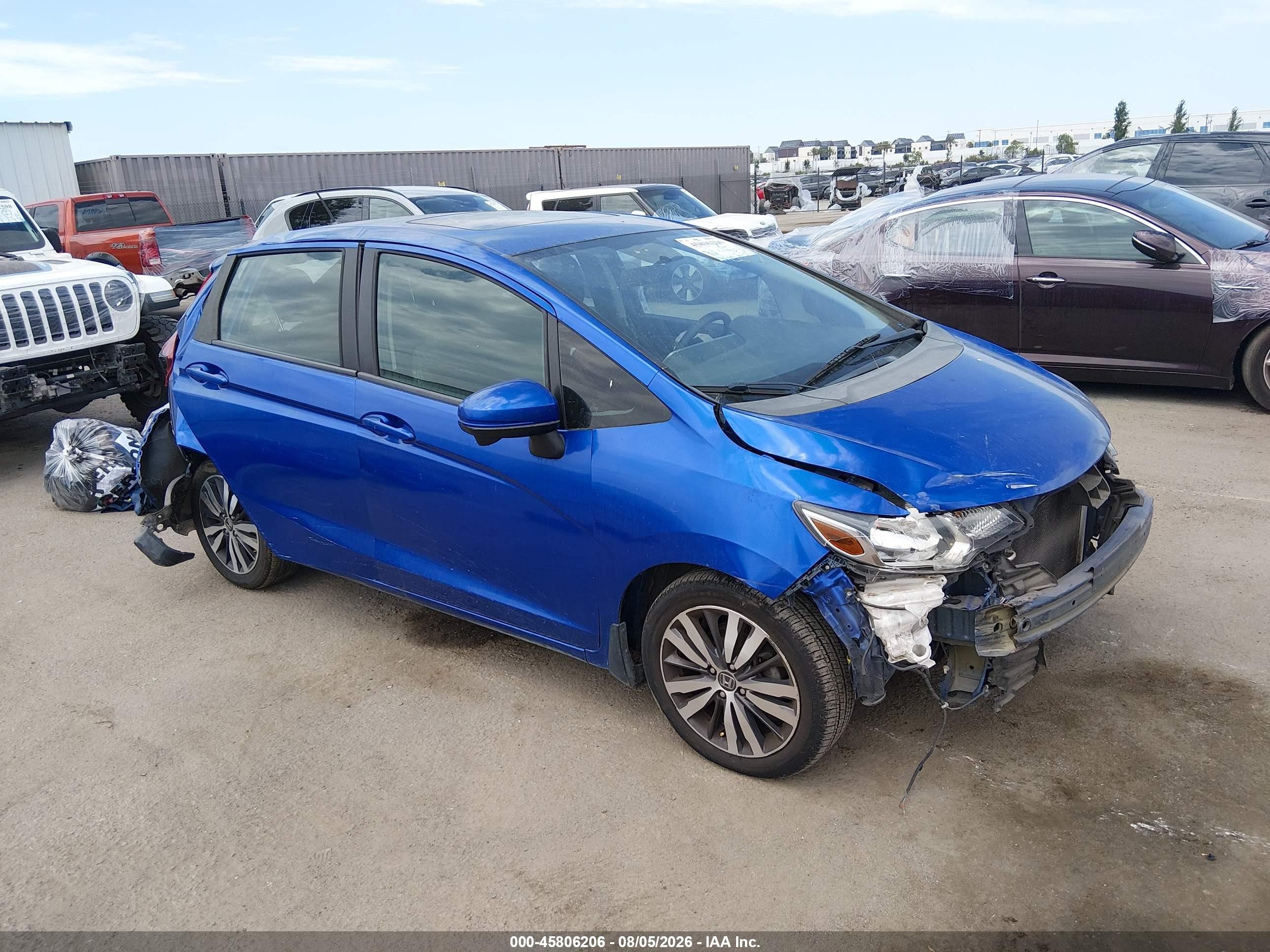 2015 Honda Fit Ex Blue vin: 3HGGK5G85FM726106