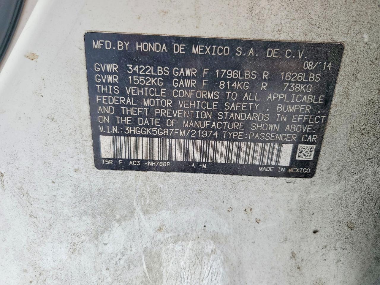 2015 Honda Fit Ex White vin: 3HGGK5G87FM721974