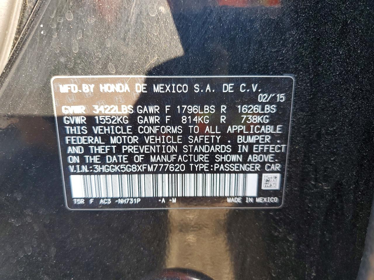 2015 Honda Fit Ex Black vin: 3HGGK5G8XFM777620