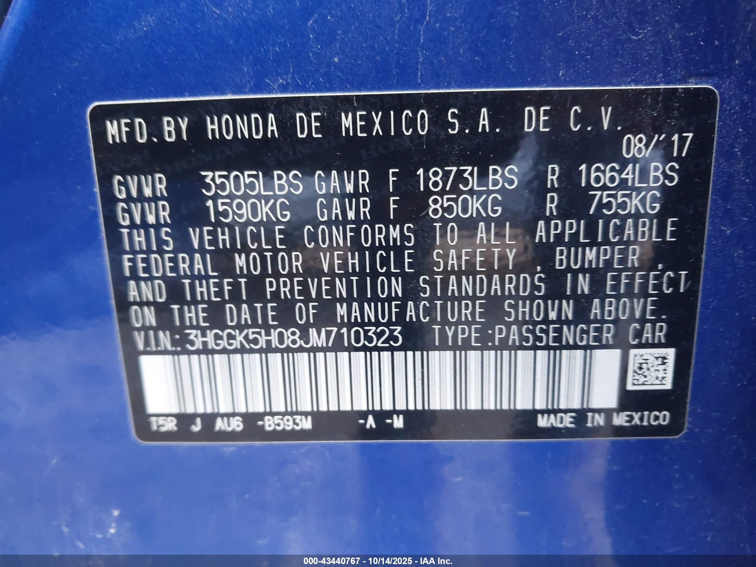 2018 Honda Fit Ex-l Blue vin: 3HGGK5H08JM710323