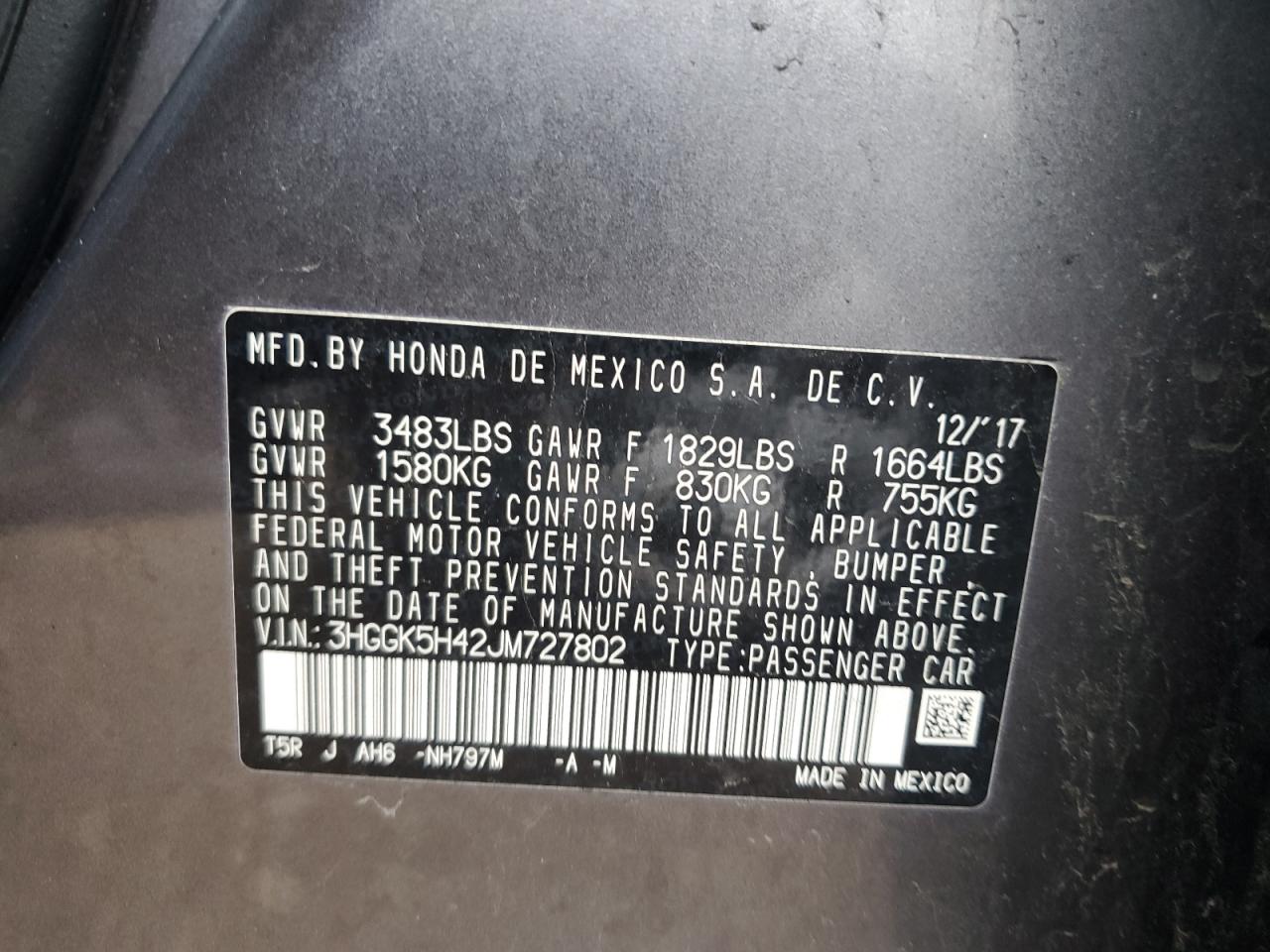 2018 Honda Fit Lx Серый vin: 3HGGK5H42JM727802