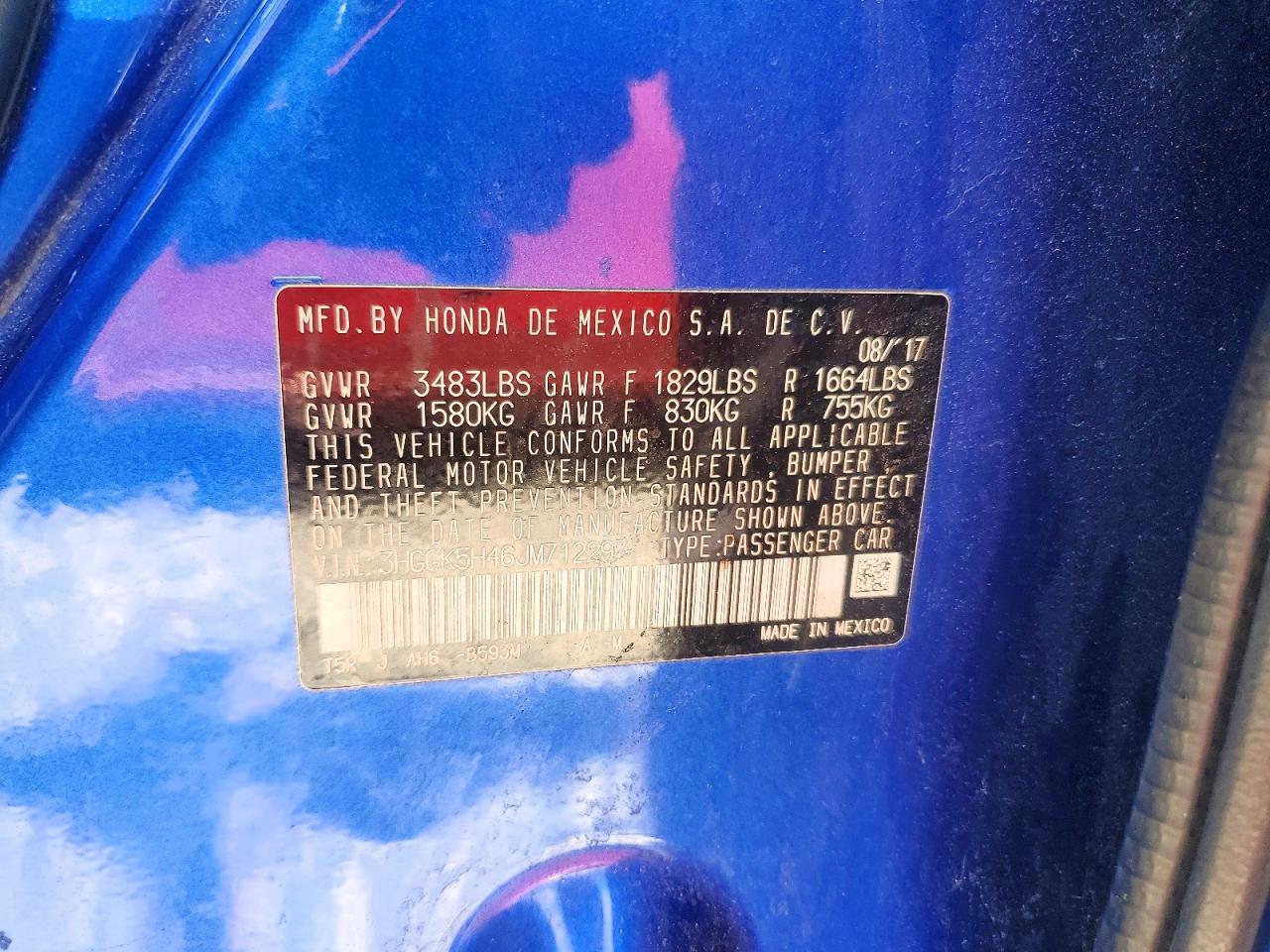 2018 Honda Fit Lx Blue vin: 3HGGK5H46JM712297