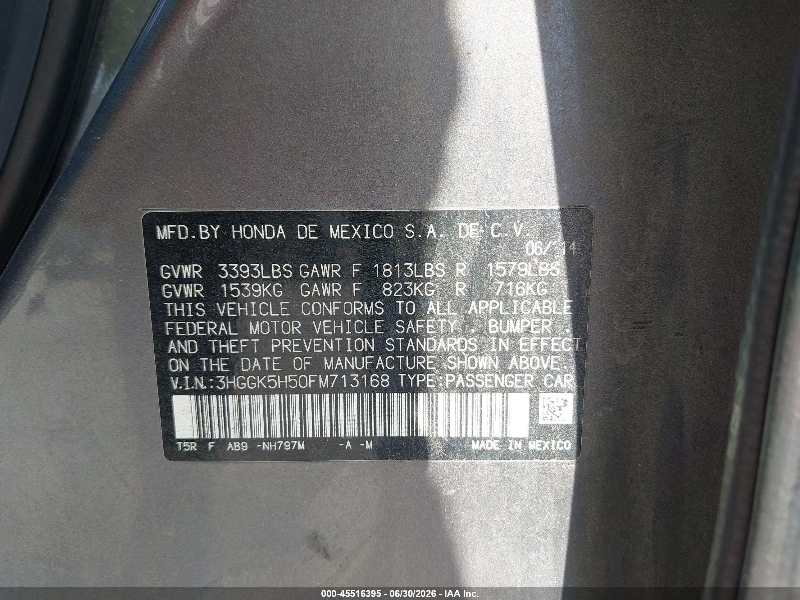 2015 Honda Fit Lx Серый vin: 3HGGK5H50FM713168