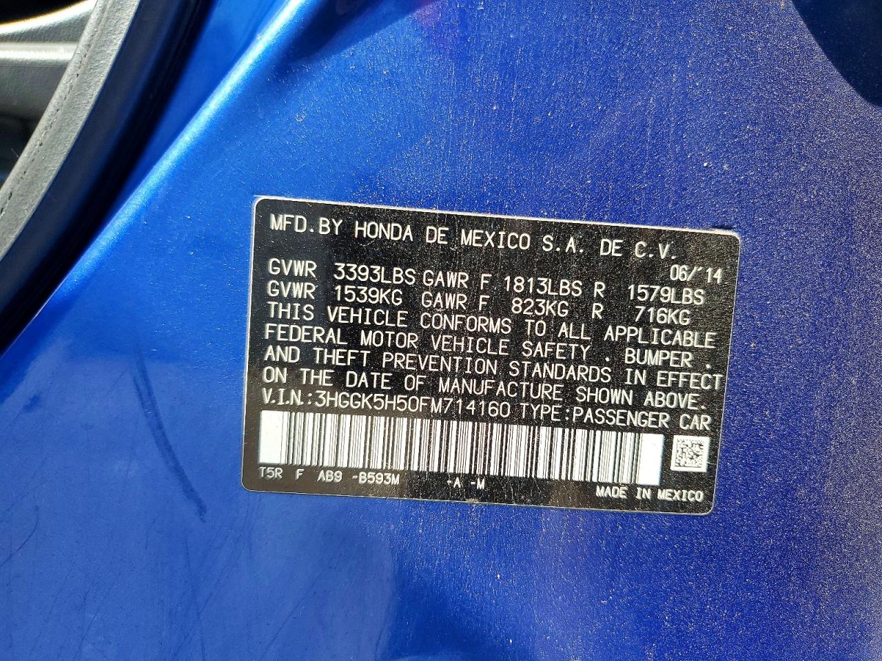 2015 Honda Fit Lx Blue vin: 3HGGK5H50FM714160