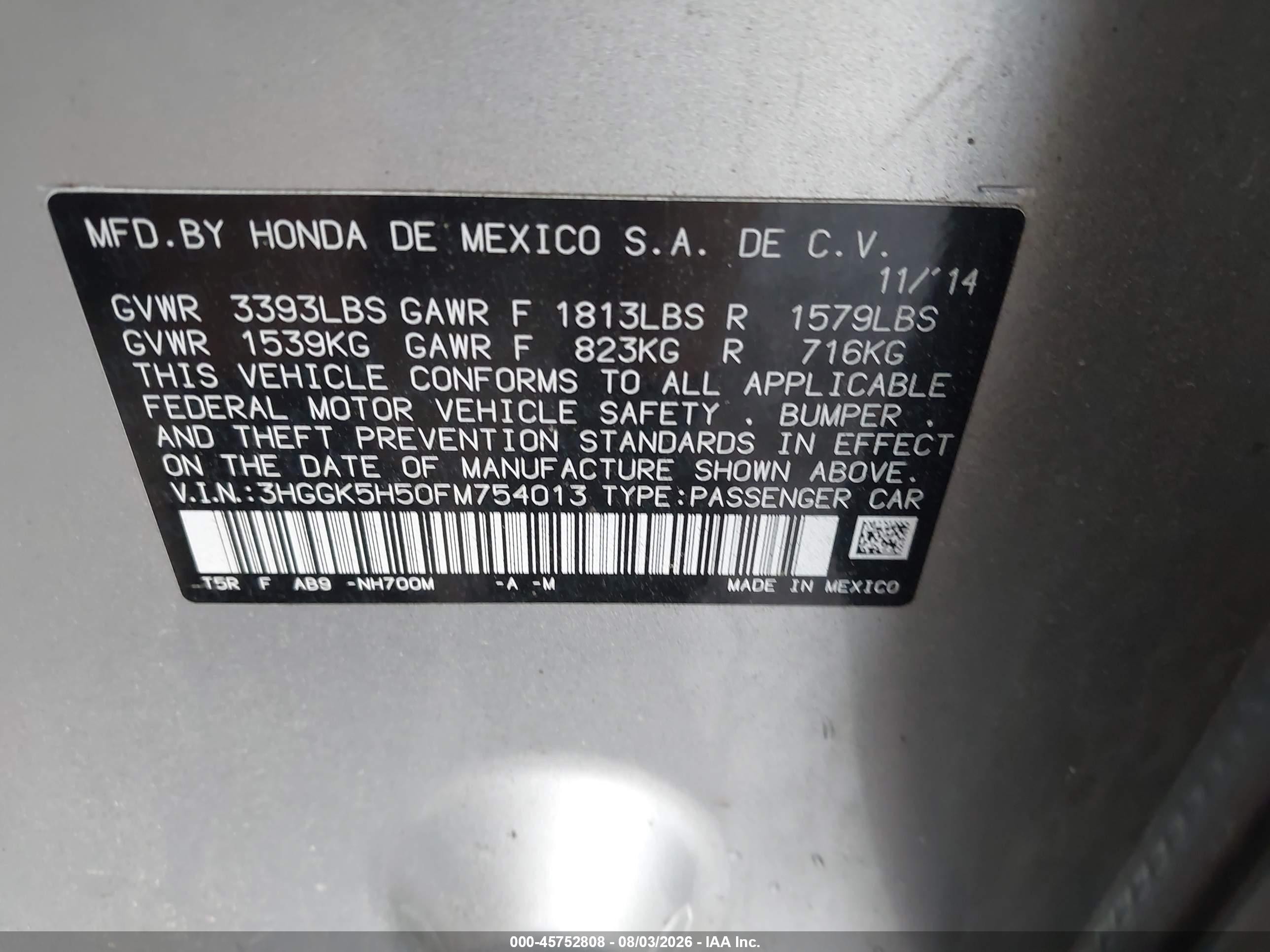 2015 Honda Fit Lx Silver vin: 3HGGK5H50FM754013