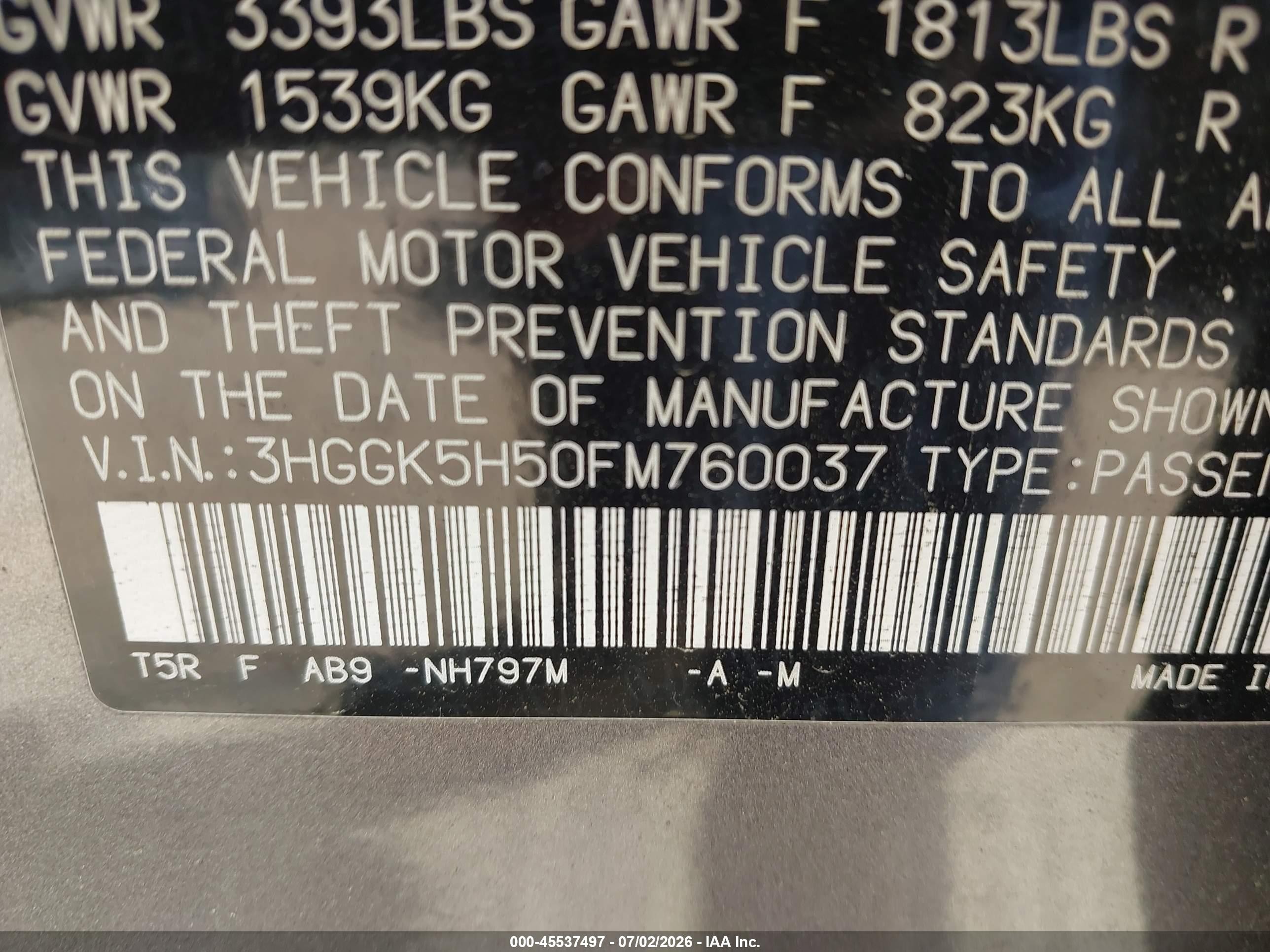 2015 Honda Fit Lx Gray vin: 3HGGK5H50FM760037