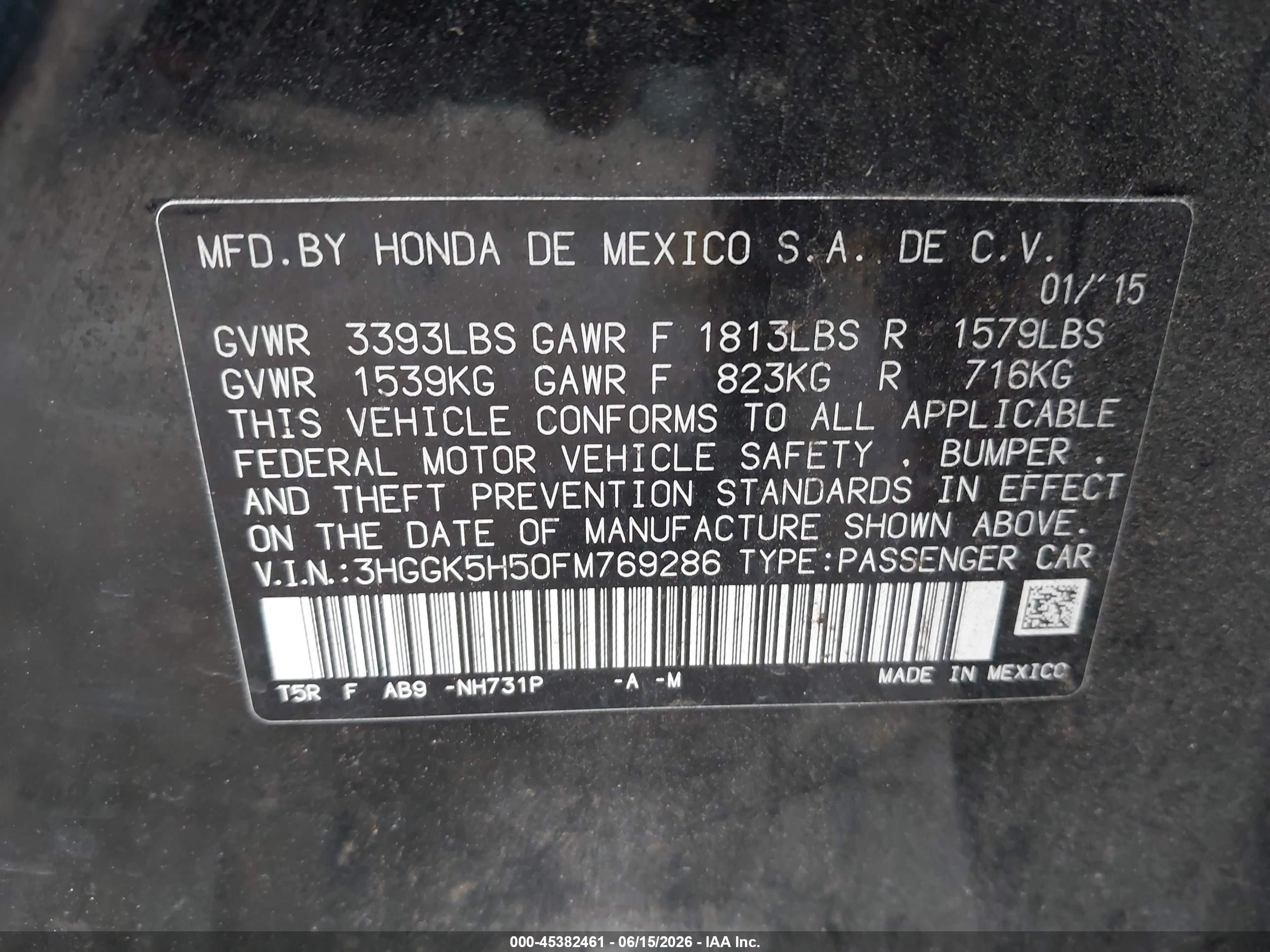 2015 Honda Fit Lx Black vin: 3HGGK5H50FM769286