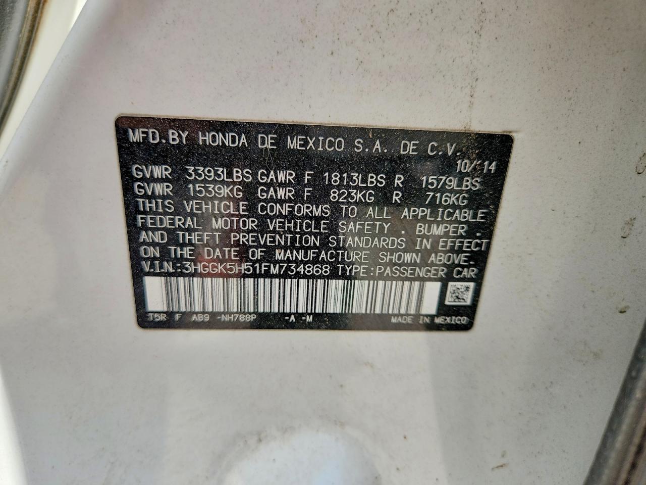 2015 Honda Fit Lx White vin: 3HGGK5H51FM734868