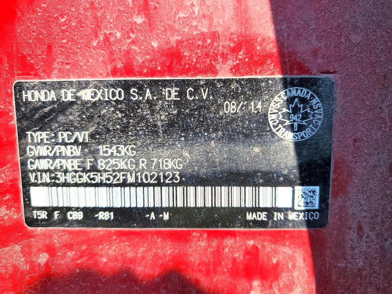 2015 Honda Fit Lx Red vin: 3HGGK5H52FM102123
