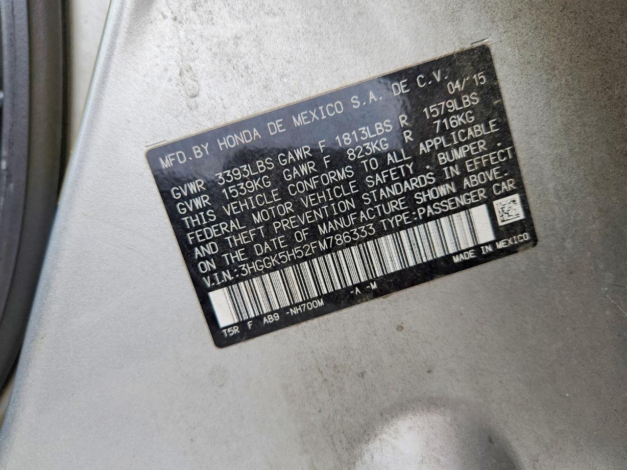 2015 Honda Fit Lx Silver vin: 3HGGK5H52FM786333