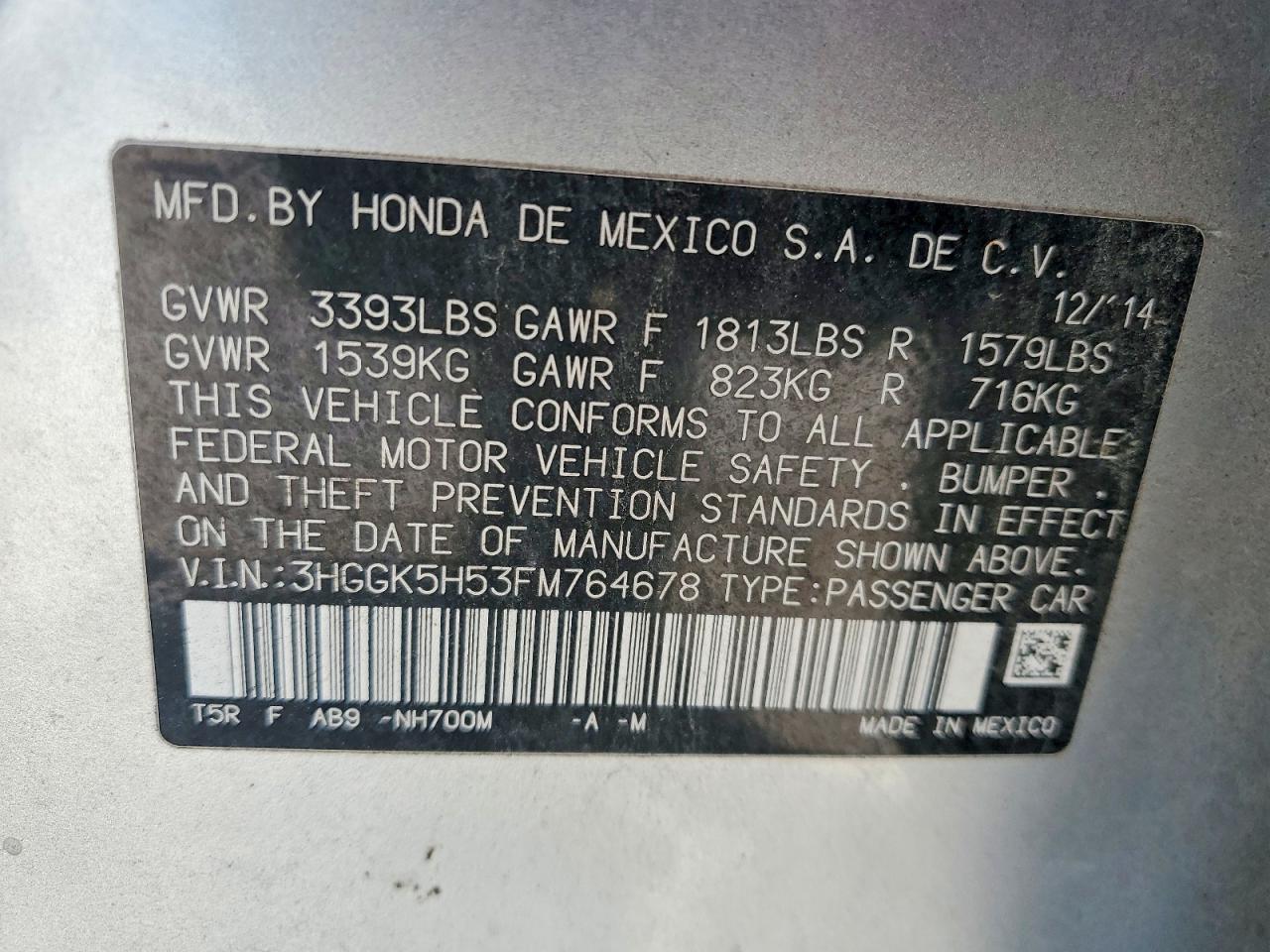 2015 Honda Fit Lx Silver vin: 3HGGK5H53FM764678