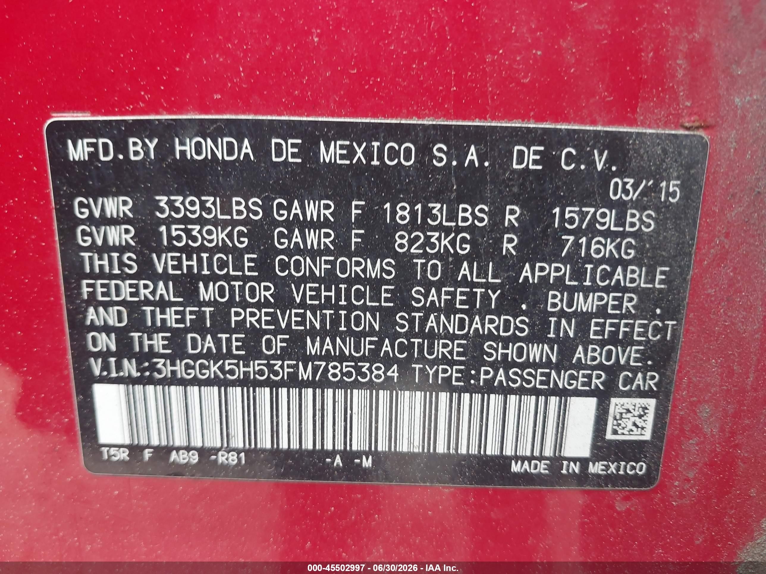 2015 Honda Fit Lx Red vin: 3HGGK5H53FM785384