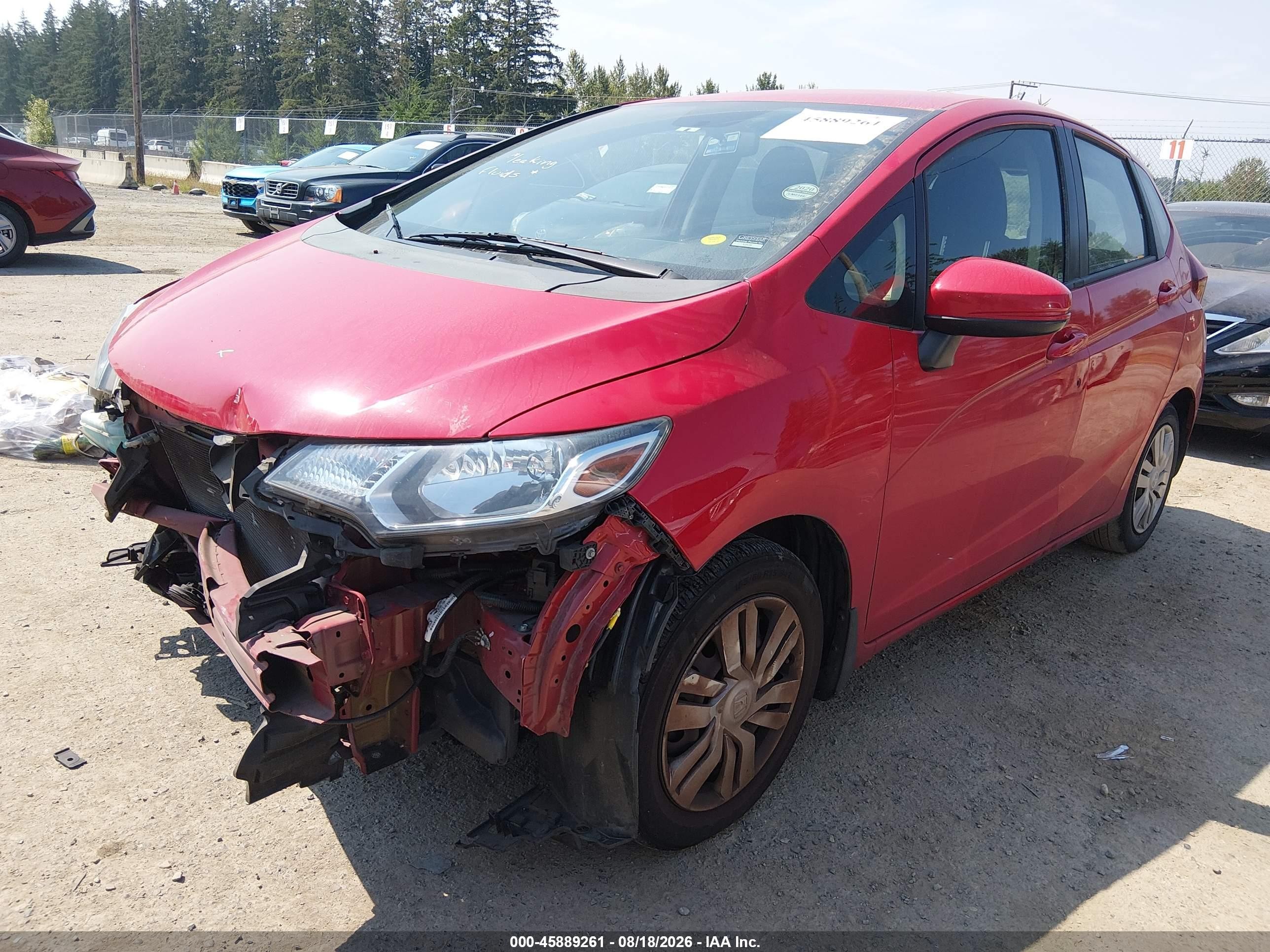 2015 Honda Fit Lx Red vin: 3HGGK5H54FM744598