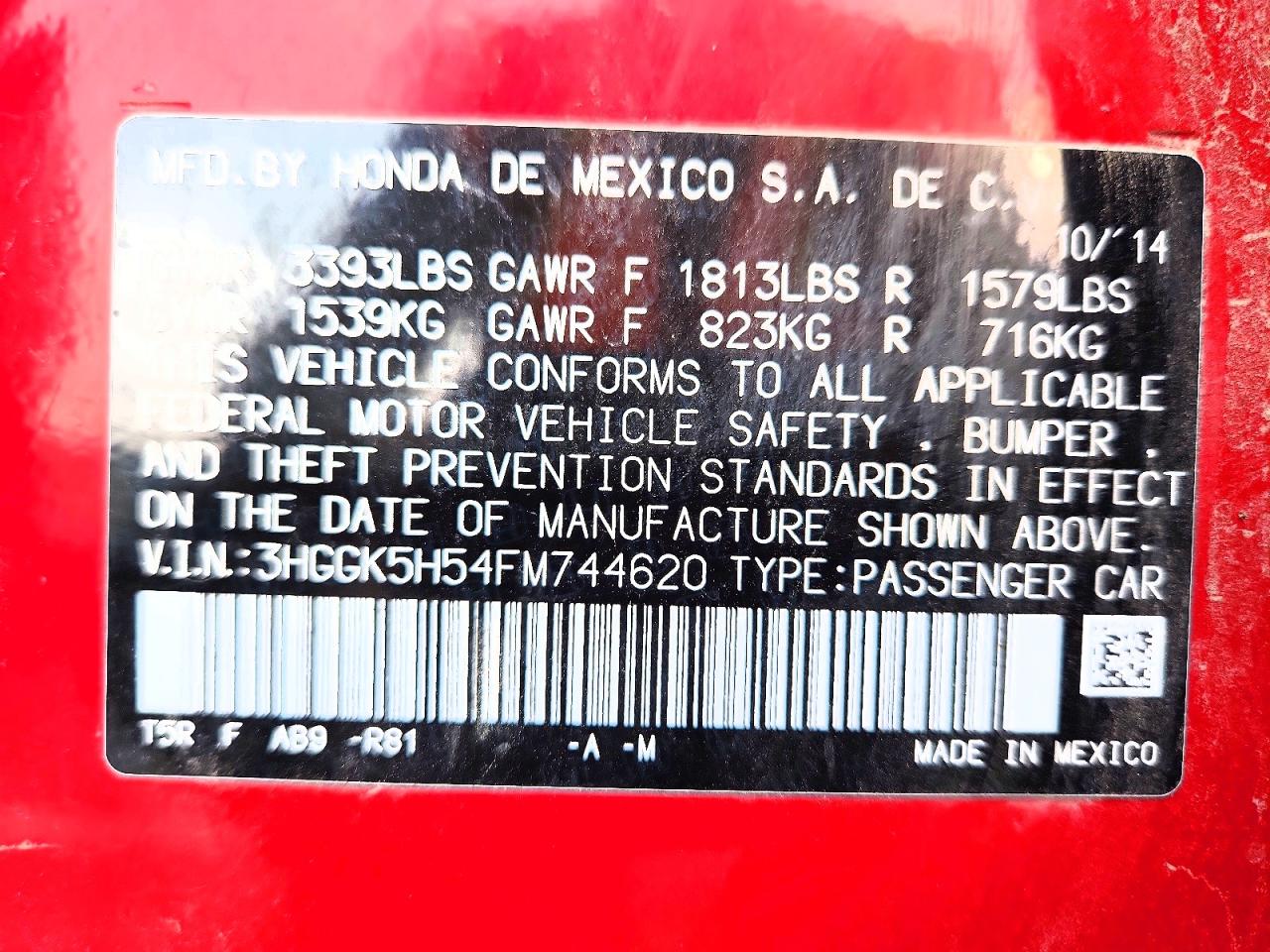 2015 Honda Fit Lx Red vin: 3HGGK5H54FM744620