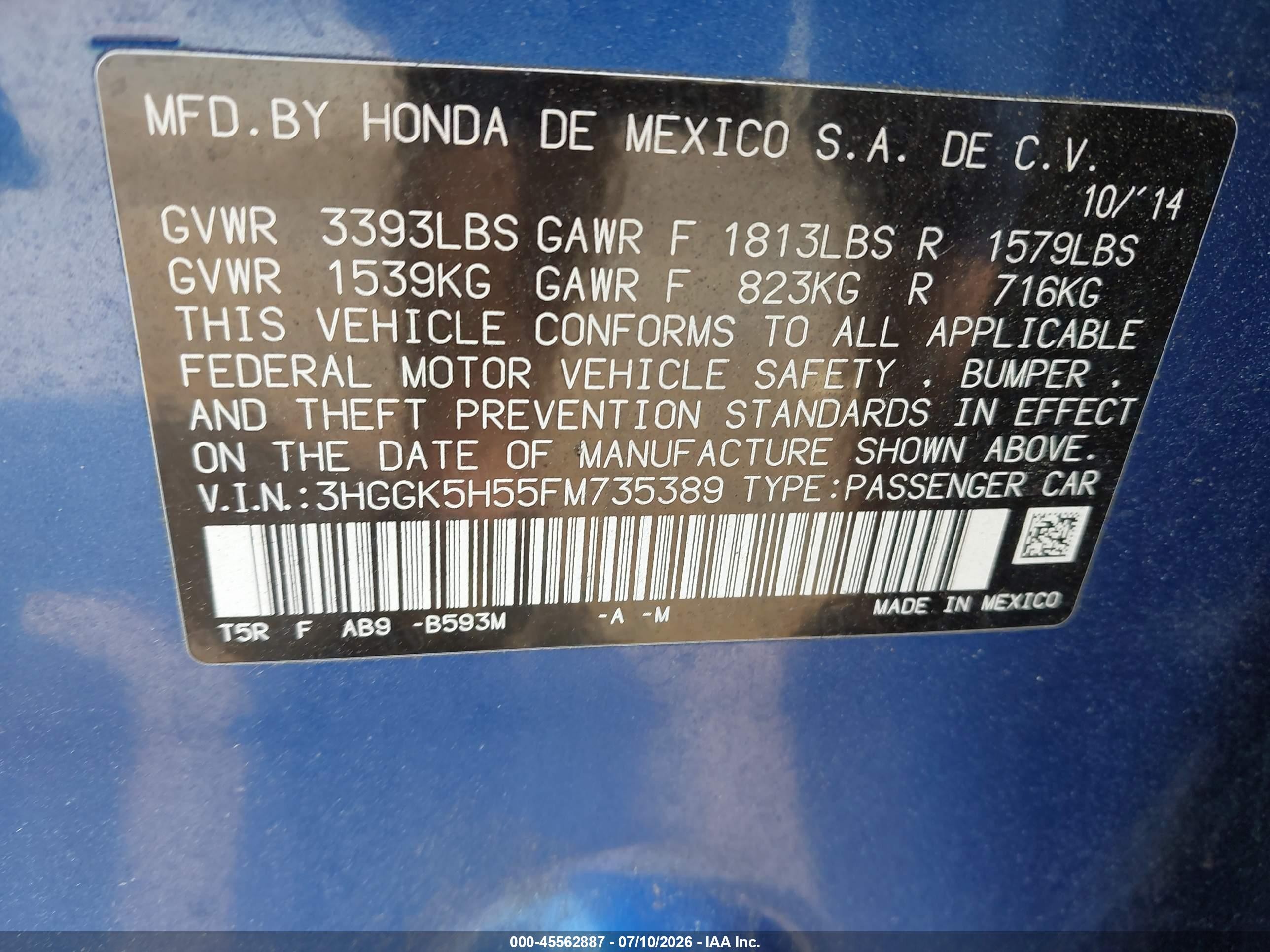 2015 Honda Fit Lx Синий vin: 3HGGK5H55FM735389