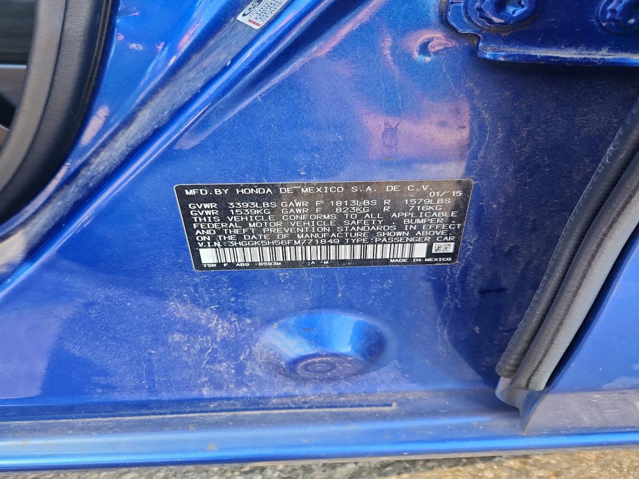 2015 Honda Fit Lx Blue vin: 3HGGK5H56FM771849