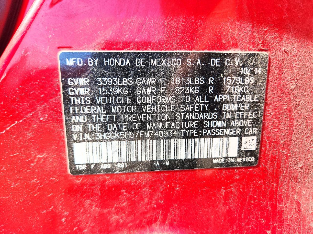 2015 Honda Fit Lx Red vin: 3HGGK5H57FM740934