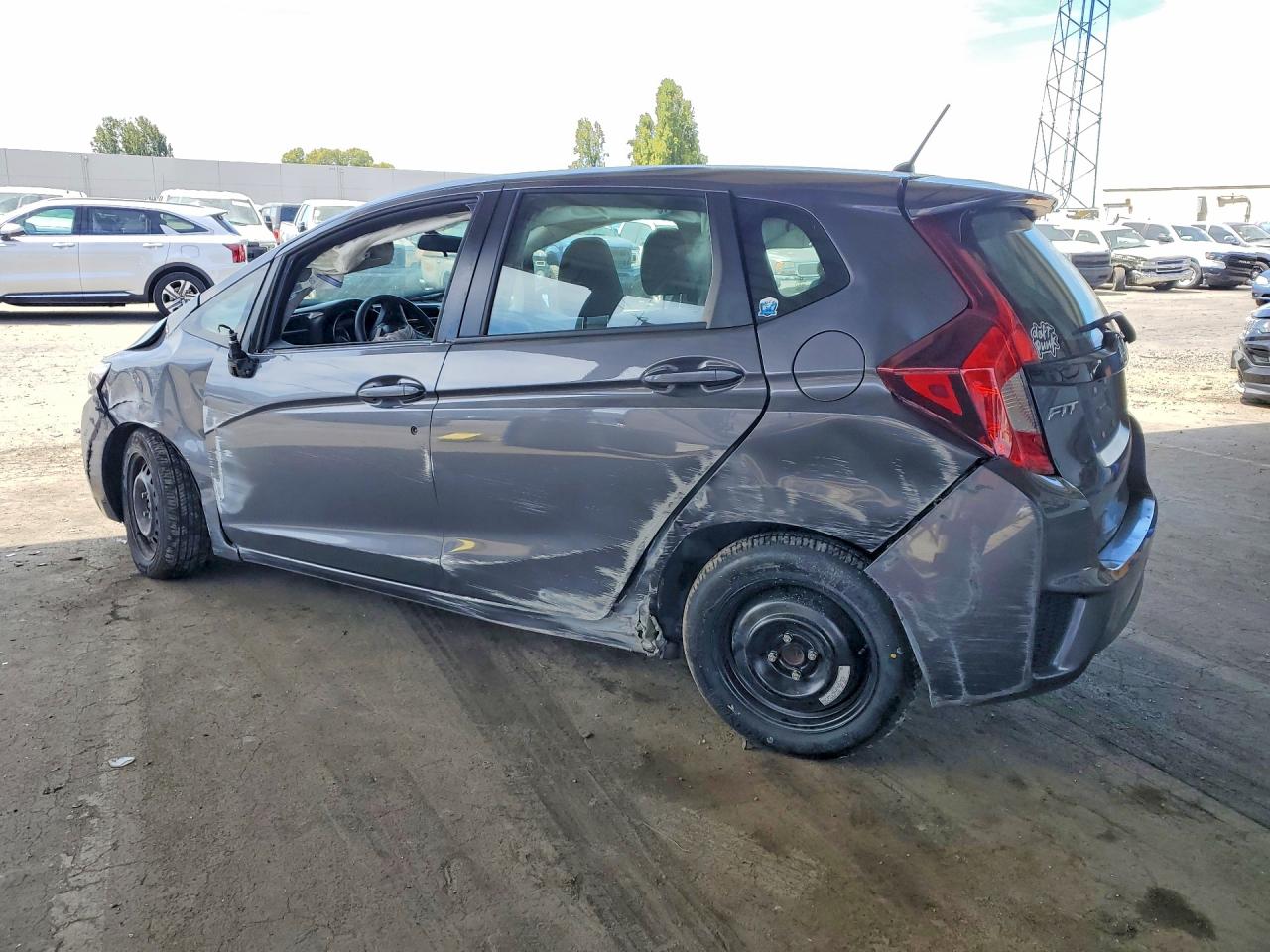 2015 Honda Fit Lx Gray vin: 3HGGK5H57FM744238